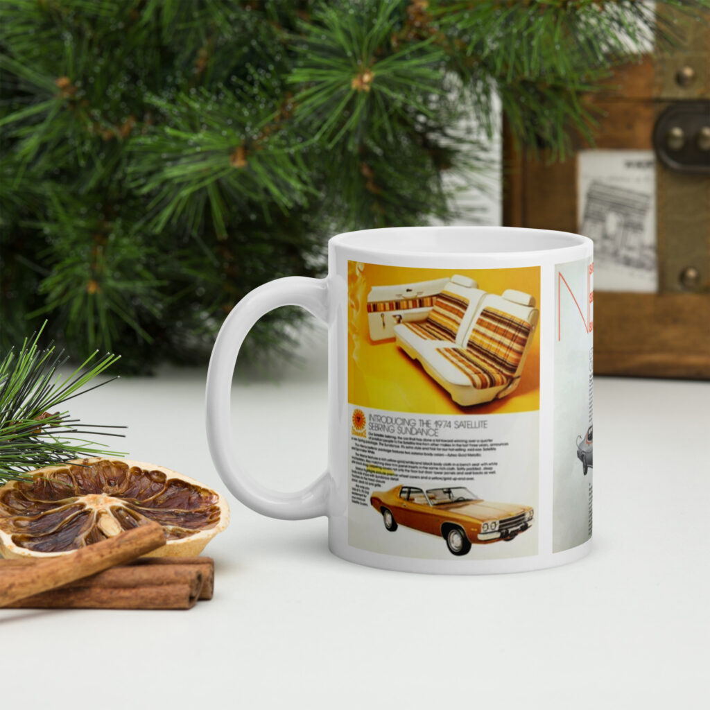 1974 Mopar Satellite Sebring Sundance Coffee Mug Ad Parts Book diagrams
