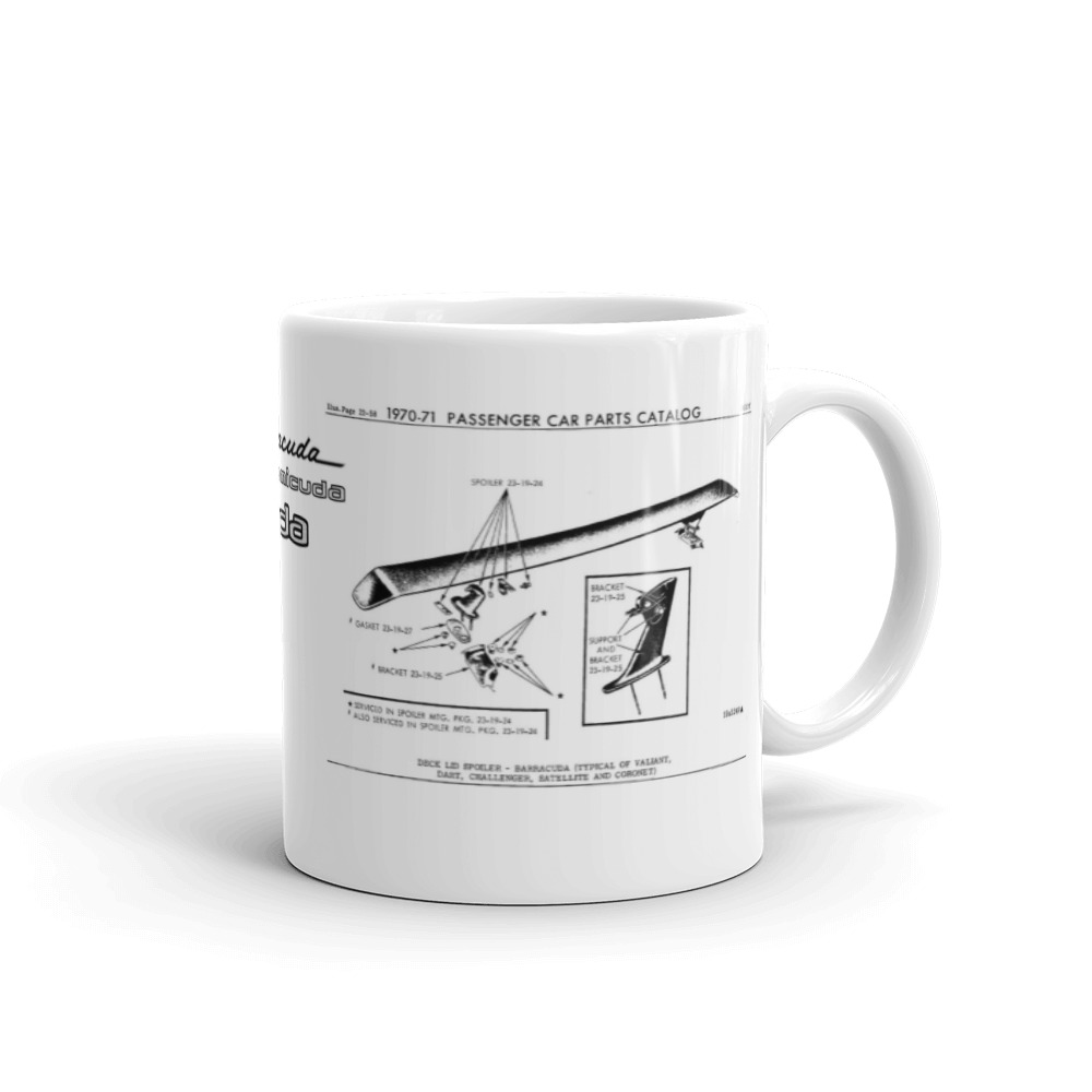 Cuda 70 71 Rear Louvre and Wing Coffee Mug Parts Book Diagrams Hemicuda 440+6