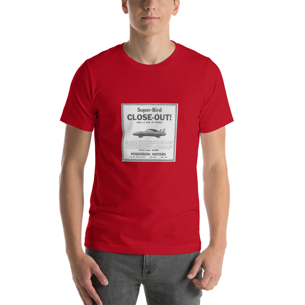 Plymouth Superbird Close Out Sale Short Sleeve Unisex T-Shirt 1970 Colors - Image 2