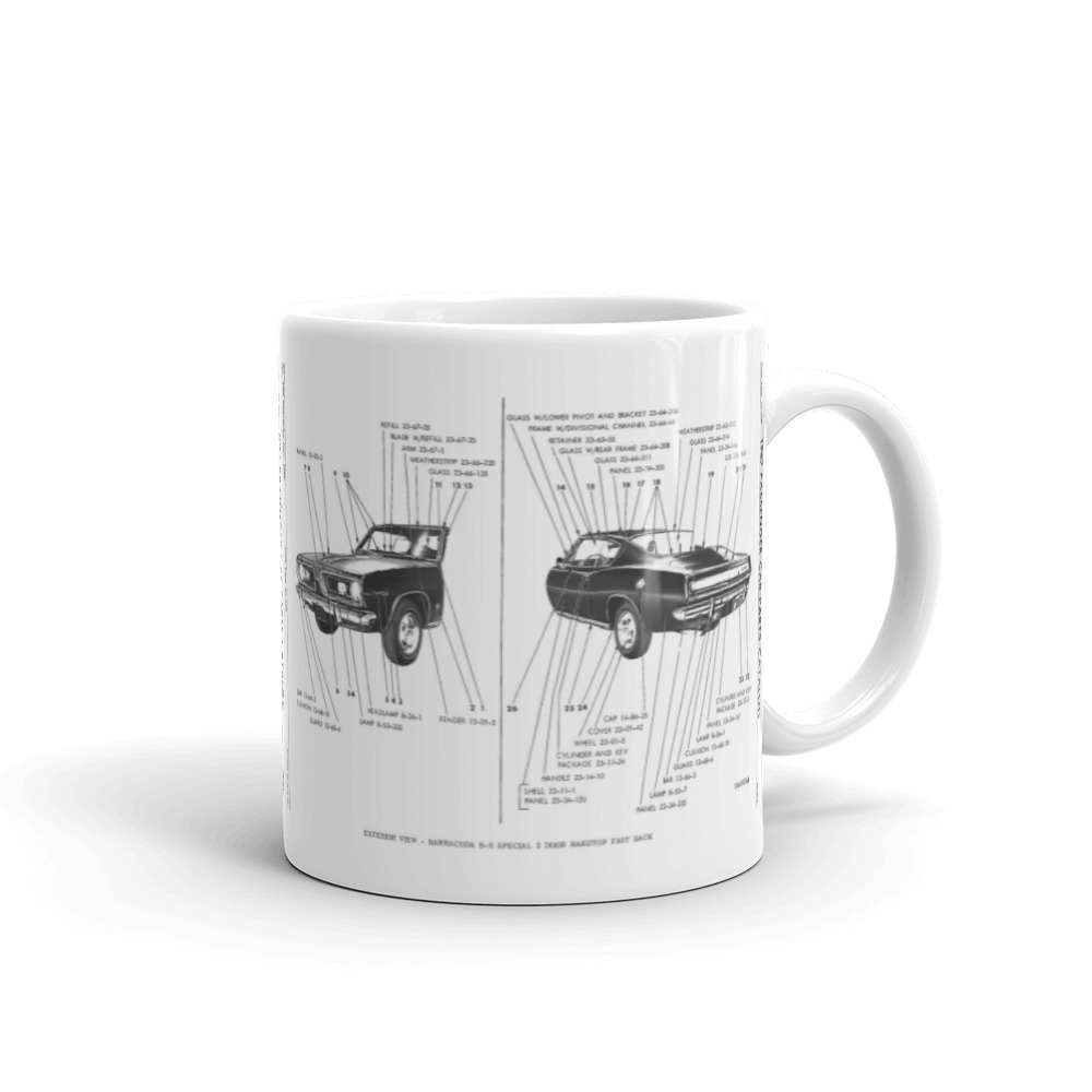 67 Cuda Fastback Charger Mopar Factory Parts Book Exterior View Coffee Mug Hemi