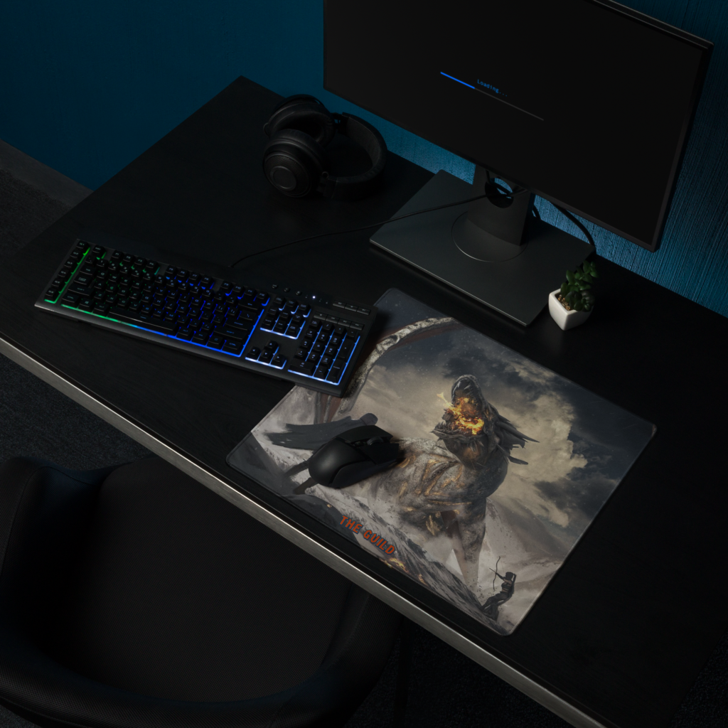 Firebreathing Dragon & Knight Gaming Mousepad ( 36"x18" ) or ( 18"x16" )