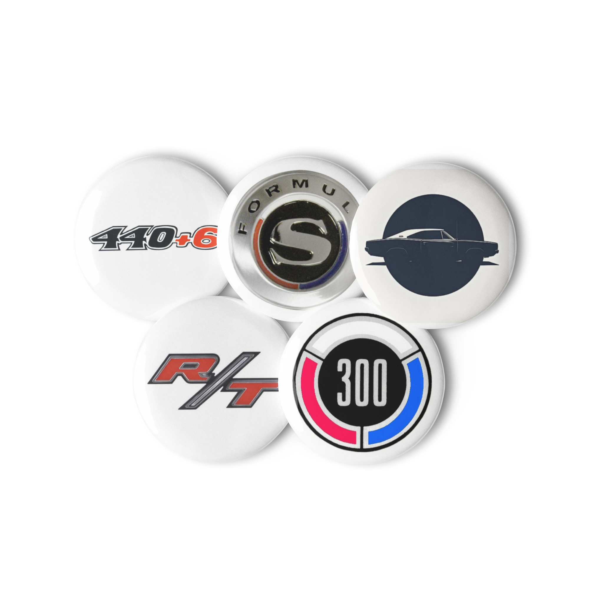Set of 5 Mopar Pin Buttons Chrysler 300 440+6 Formula S 69 Charger Silouette R/T - Image 2