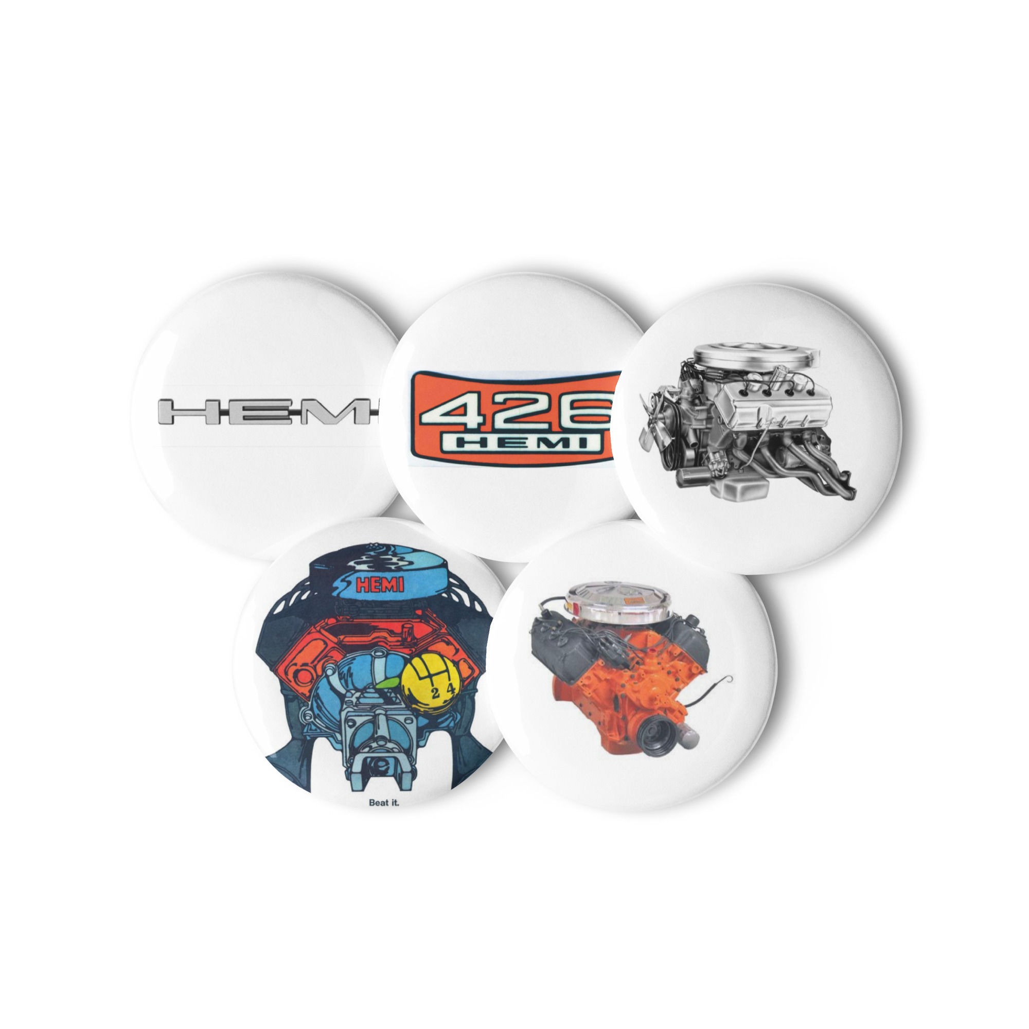 Set of 5 Mopar Pin Buttons 426 Hemi Nameplates Sales Images - Image 3