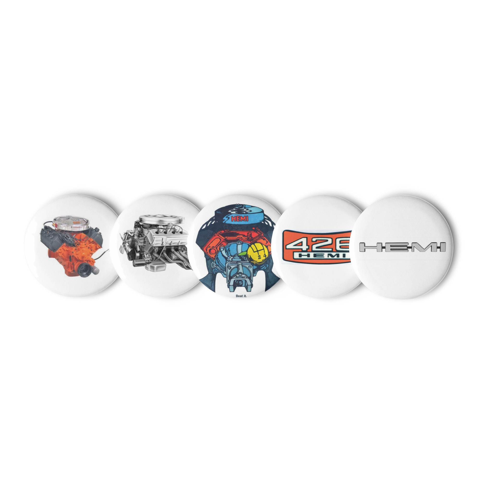 Set of 5 Mopar Pin Buttons 426 Hemi Nameplates Sales Images - Image 2