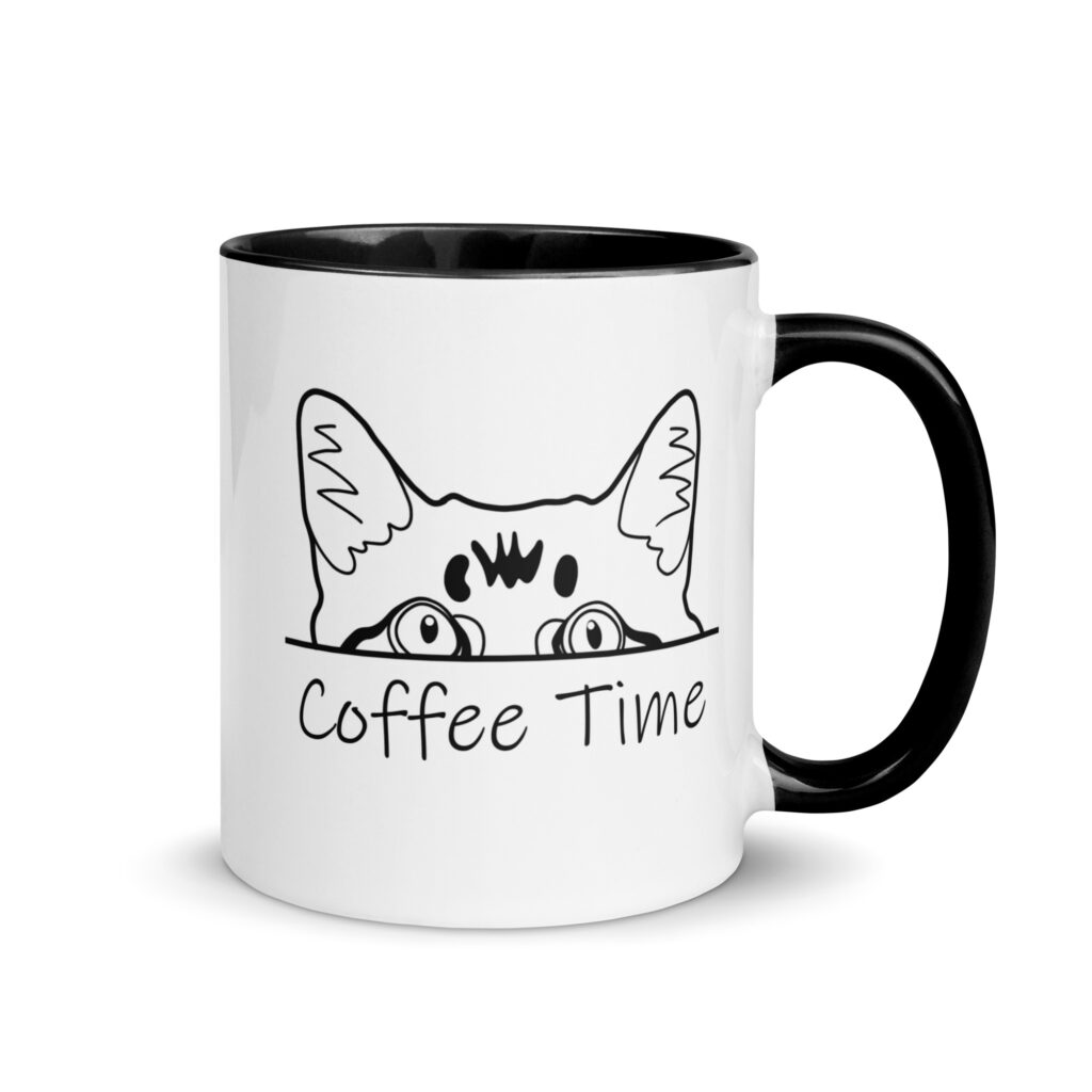 Coffee Time Cute Cat Sayings Fun Breakfast Tea Coffee Mug with Color Inside