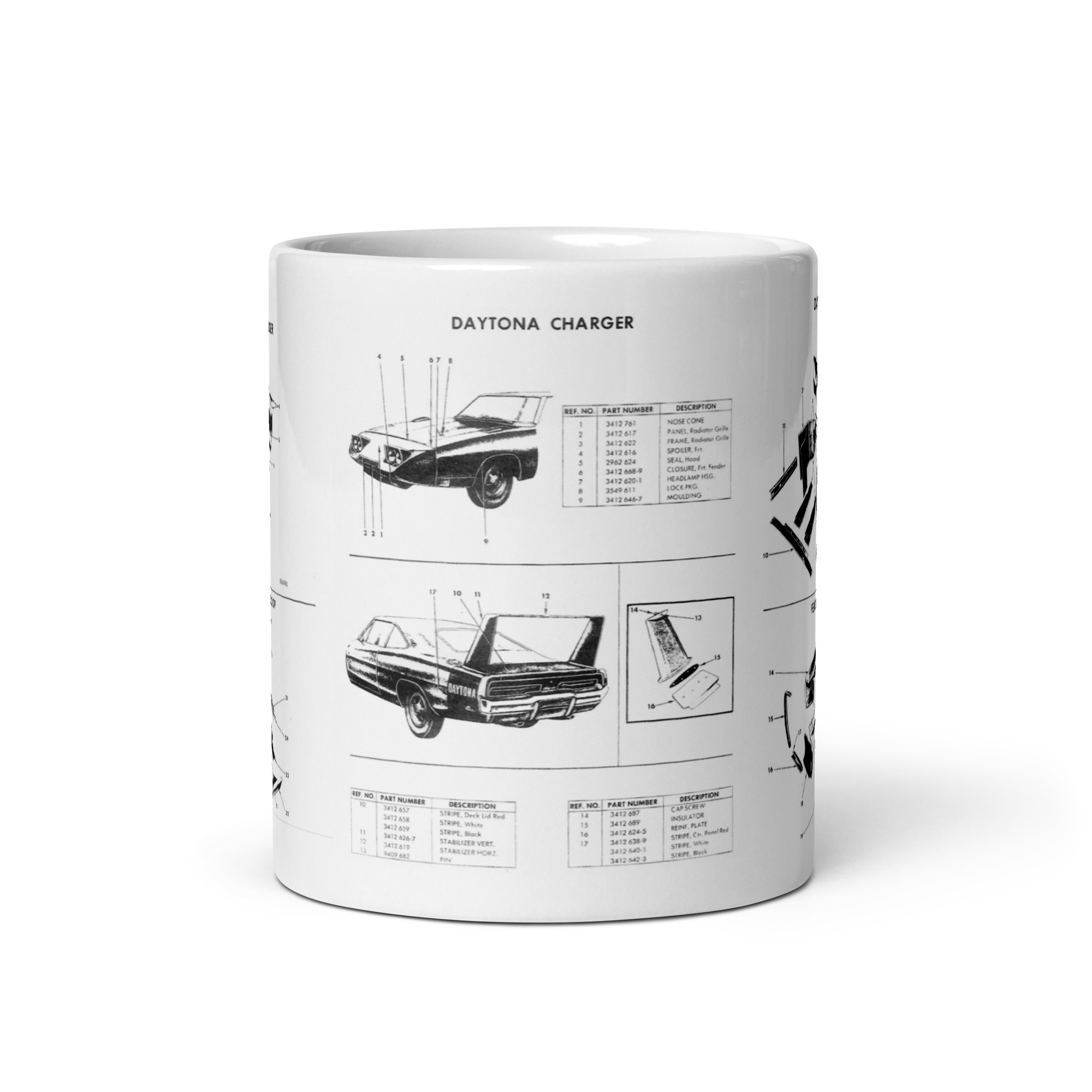 Mopar 69 Dodge Charger Daytona Factory Parts Diagrams Mug 426 Hemi 440 4 Speed - Image 4