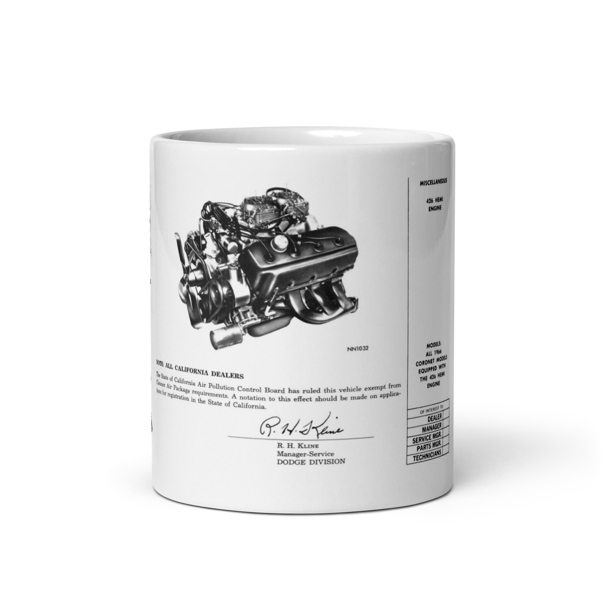 66 California 426 Hemi Coronet Coffee Mug Factory Technical Service Bulletin - Image 4