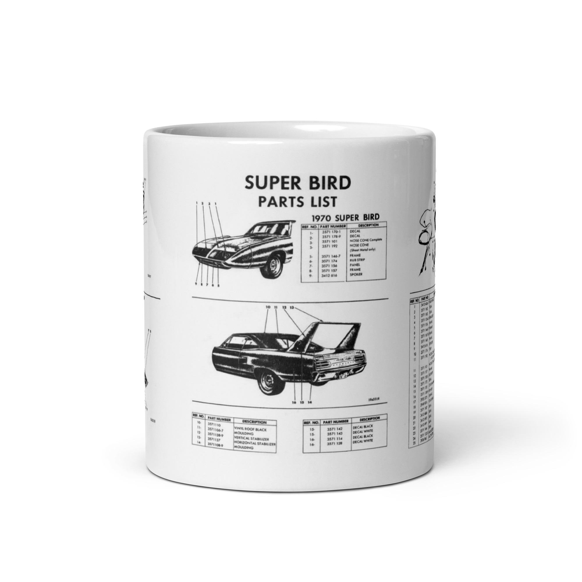 1970 Plymouth Superbird Parts Diagrams Coffee Mug 426 Hemi 440+6 Mopar 440 + 6 - Image 4
