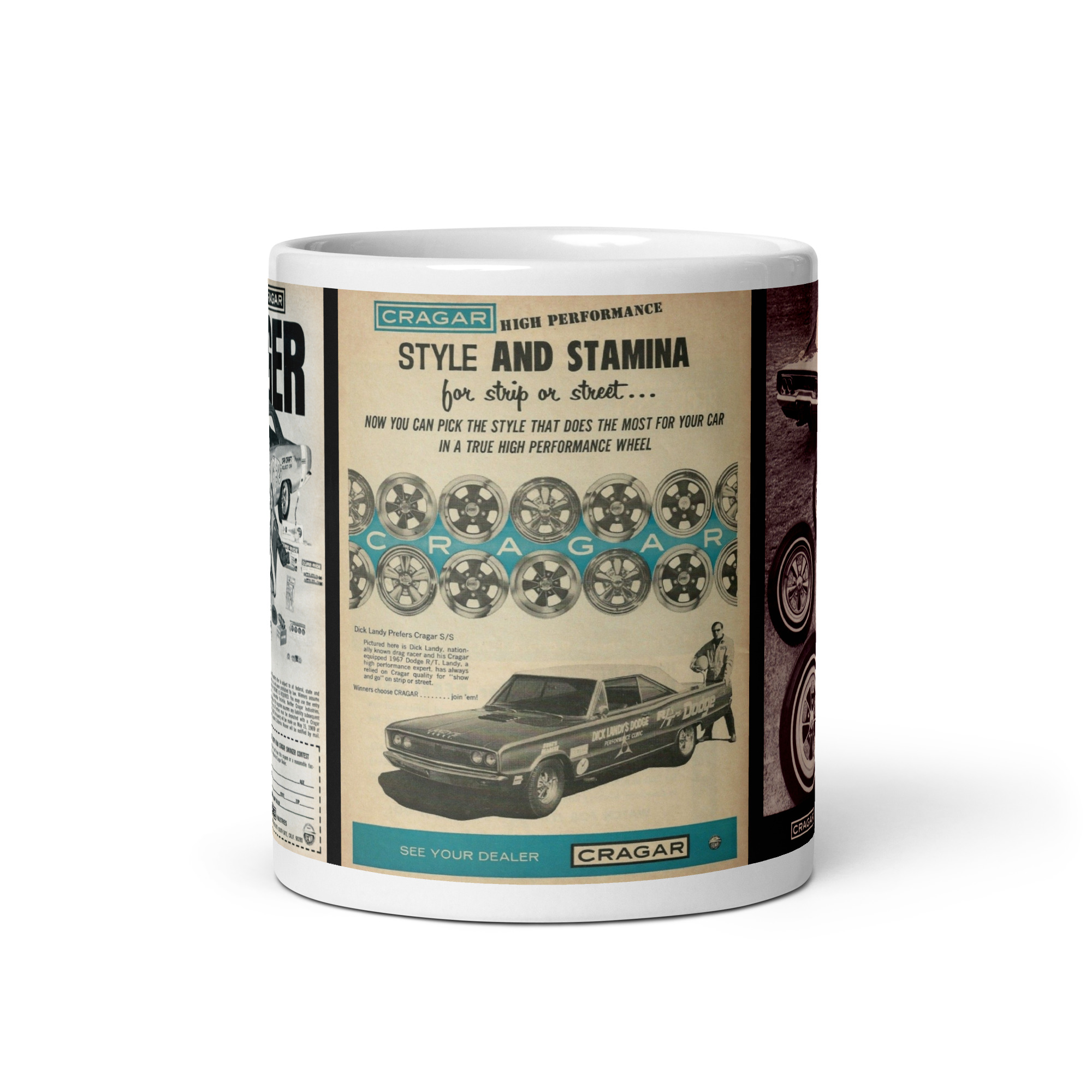 Mopar Cragar Magazine Ads Coffee Mug 11 OZ Dick Landy 67 Car Craft 1968 Charger - Image 4