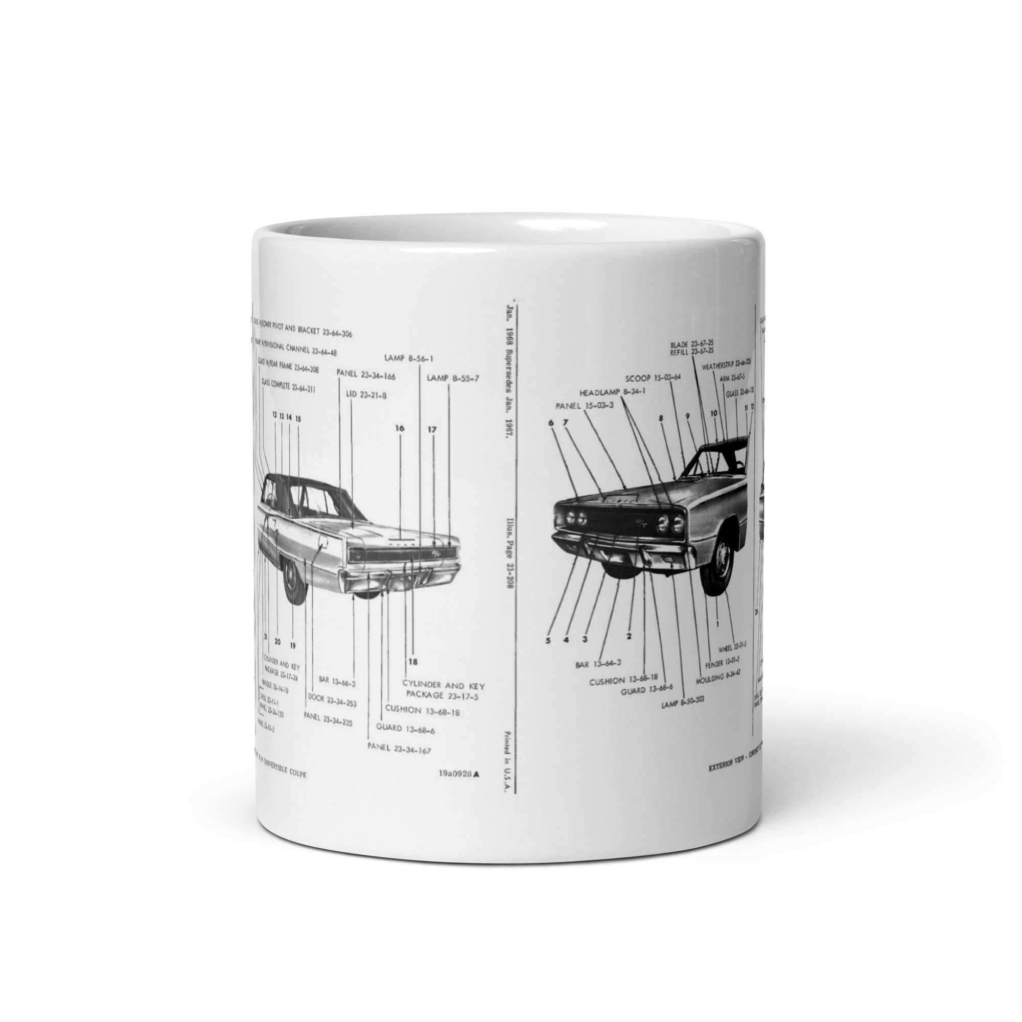 67 Coronet R/T Convertible Parts Book Exterior Diagrams Coffee Mug Hardtop Hemi - Image 4
