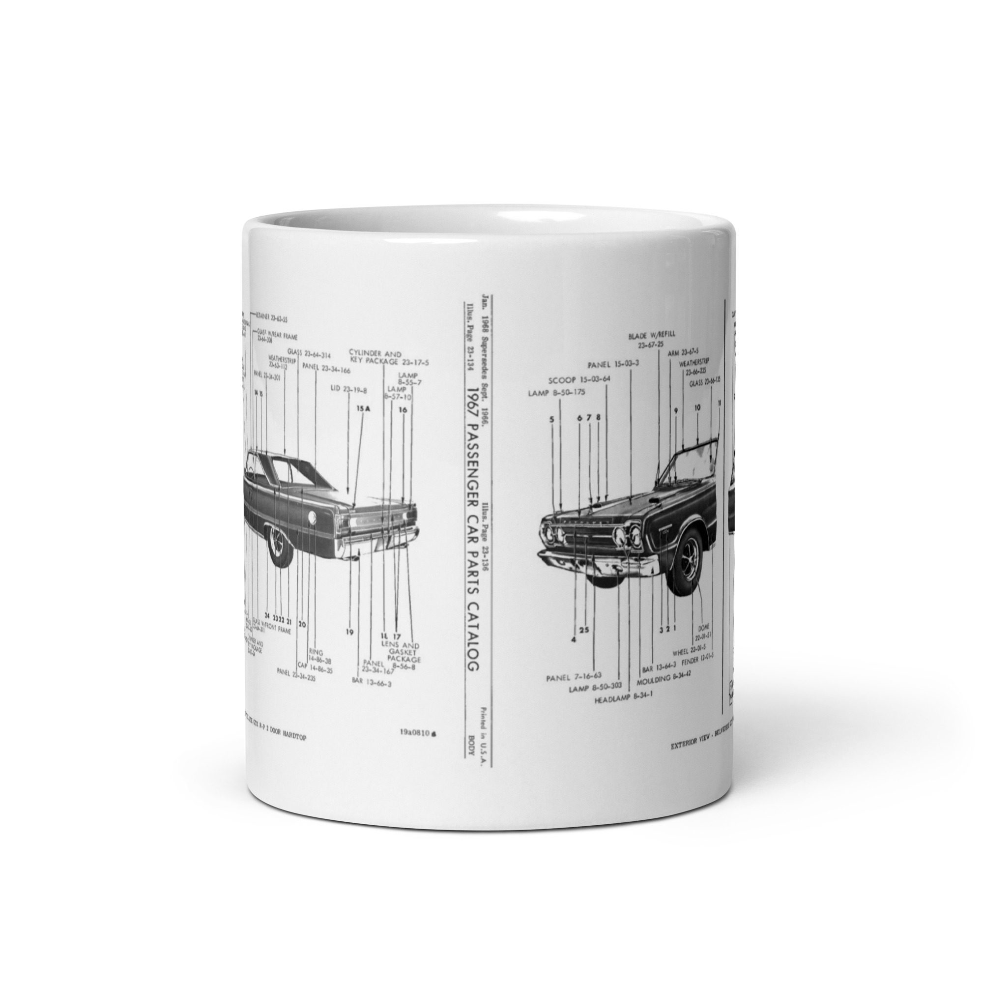 1967 GTX Mopar Parts Manual Exterior Illustration Coffee Mug Hardtop Convertible - Image 4