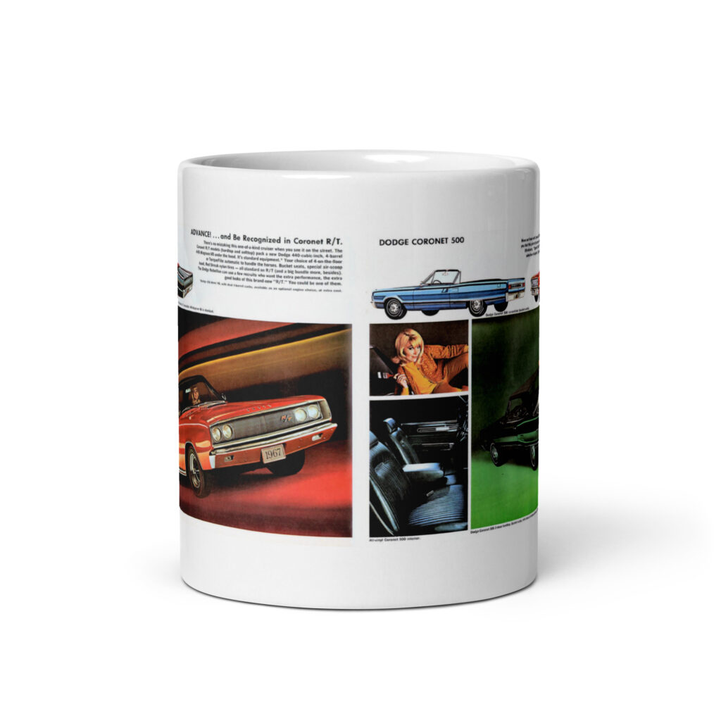 1967 Coronet R/T and 500 Sales Brochure Coffee Mug Convertible 440 383 Hemi