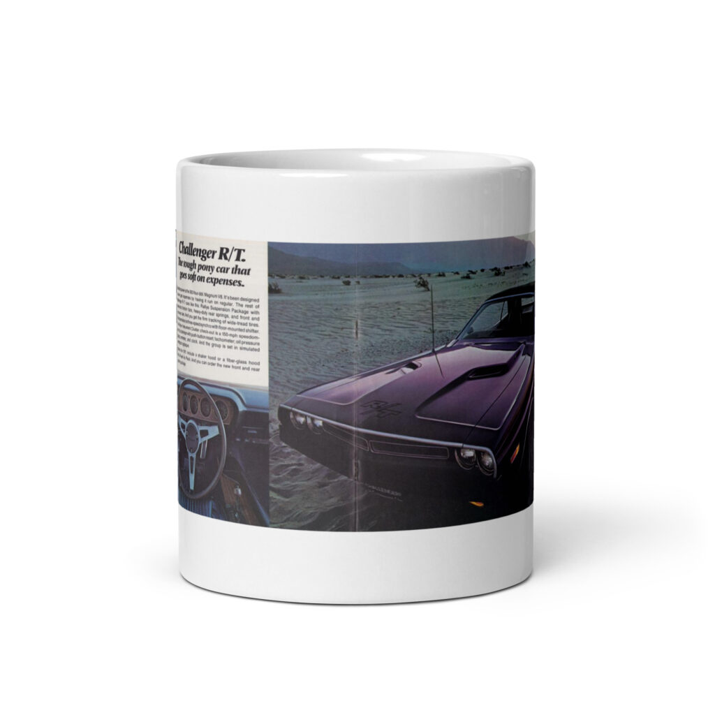 1971 Challenger R/T Sales Brochure Coffee Mug Dodge 340 383 440 Six Pack 426 Hemi
