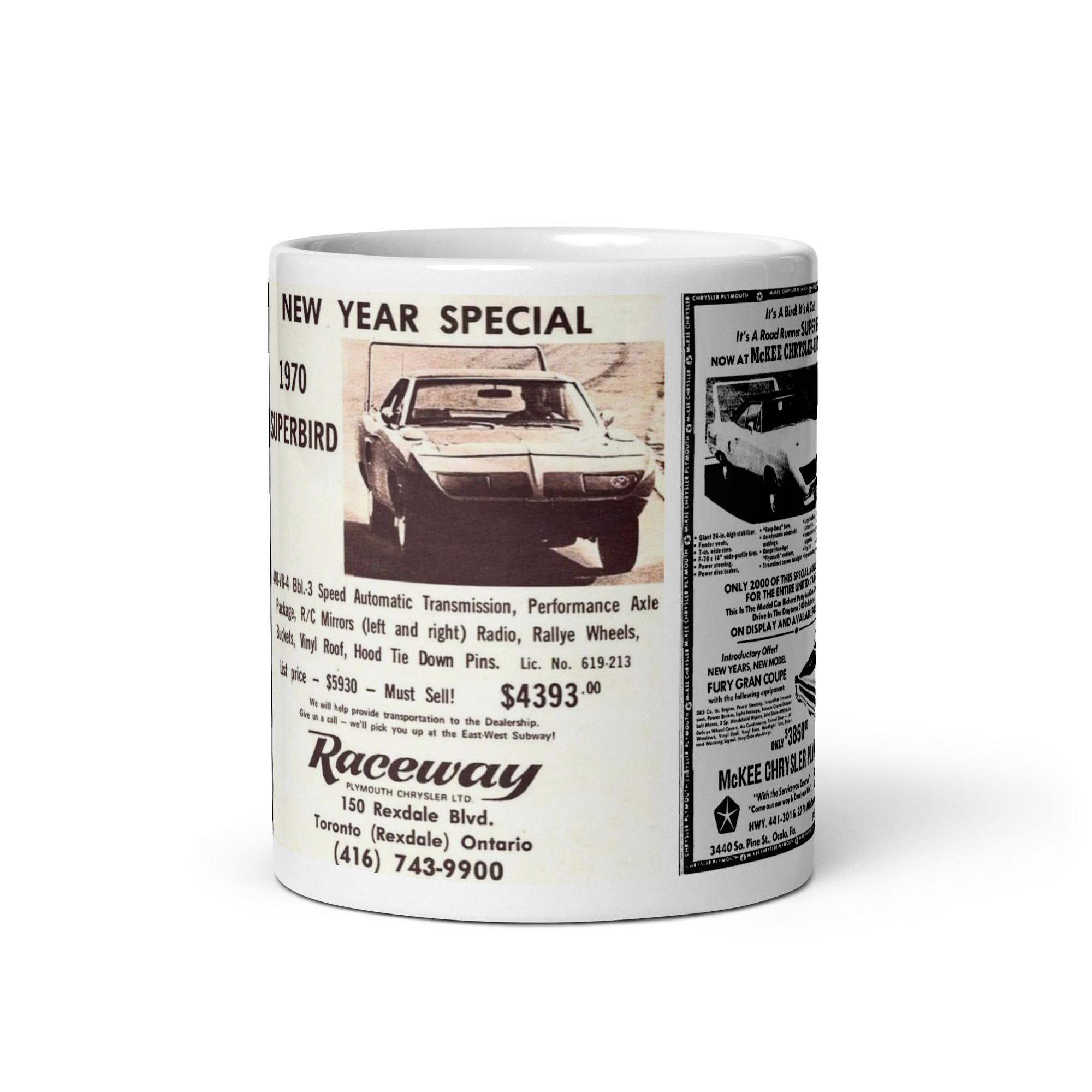 4 1970 Plymouth Superbird Newspaper Ads Coffee Mug 440 Hemi 440+6