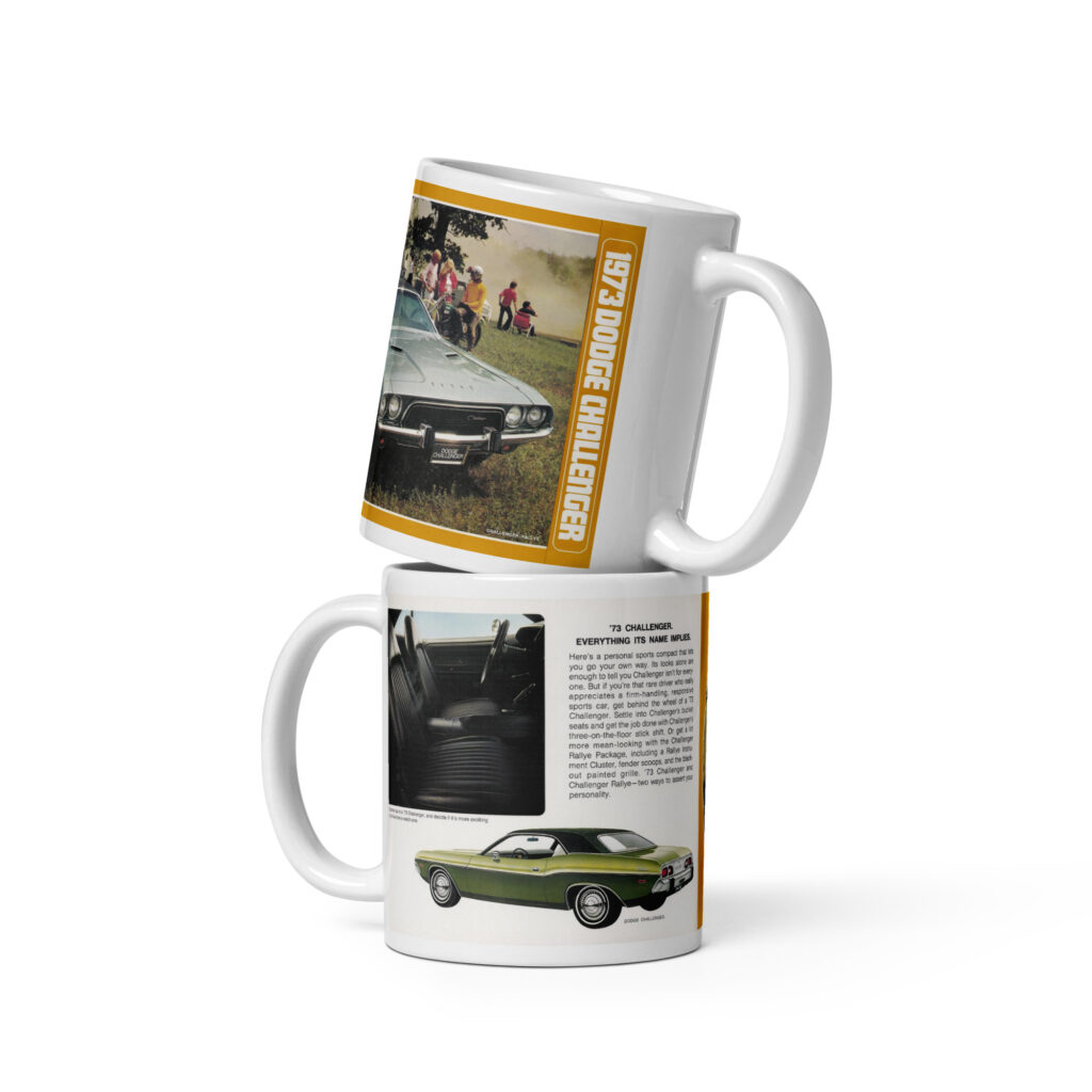 1973 Dodge Challenger Rallye Sales Brochure Coffee Mug 73 340