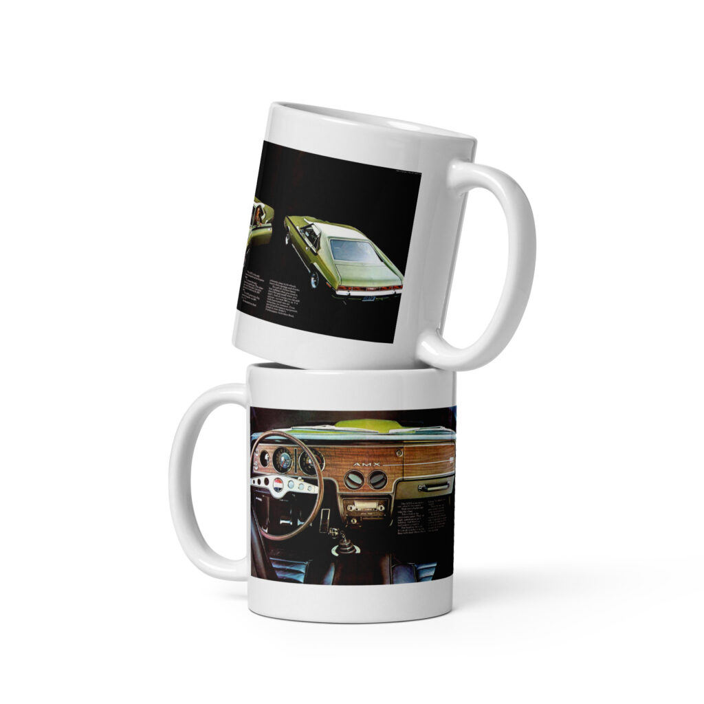 1970 AMC AMX Sales Brochure Coffee Mug SST Go Package Big Bad 360 390