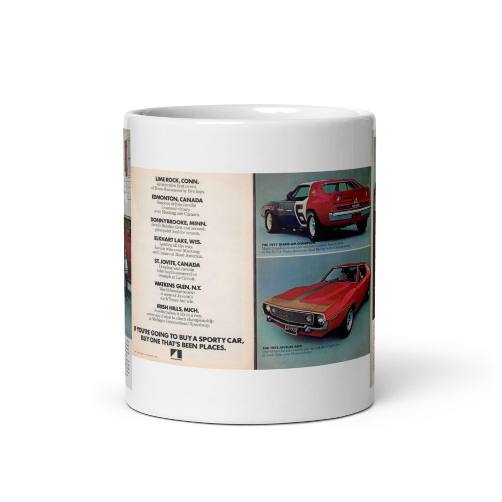 1972 AMC Javelin-AMX Sales Ads Coffee Mug Mark Donohue Trans Am 401