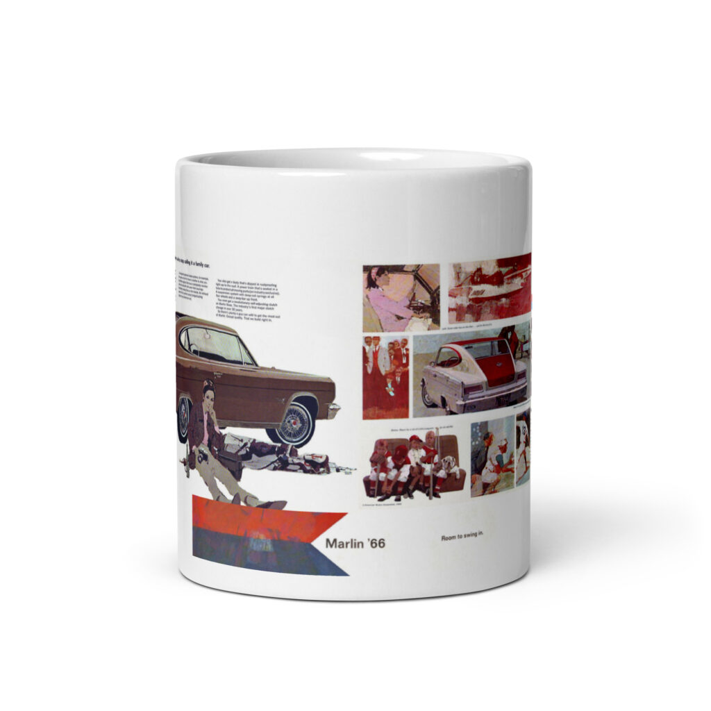 1966 AMC Marlin Sales Brochure Coffee Mug Room To Swing In 327 4 Speed