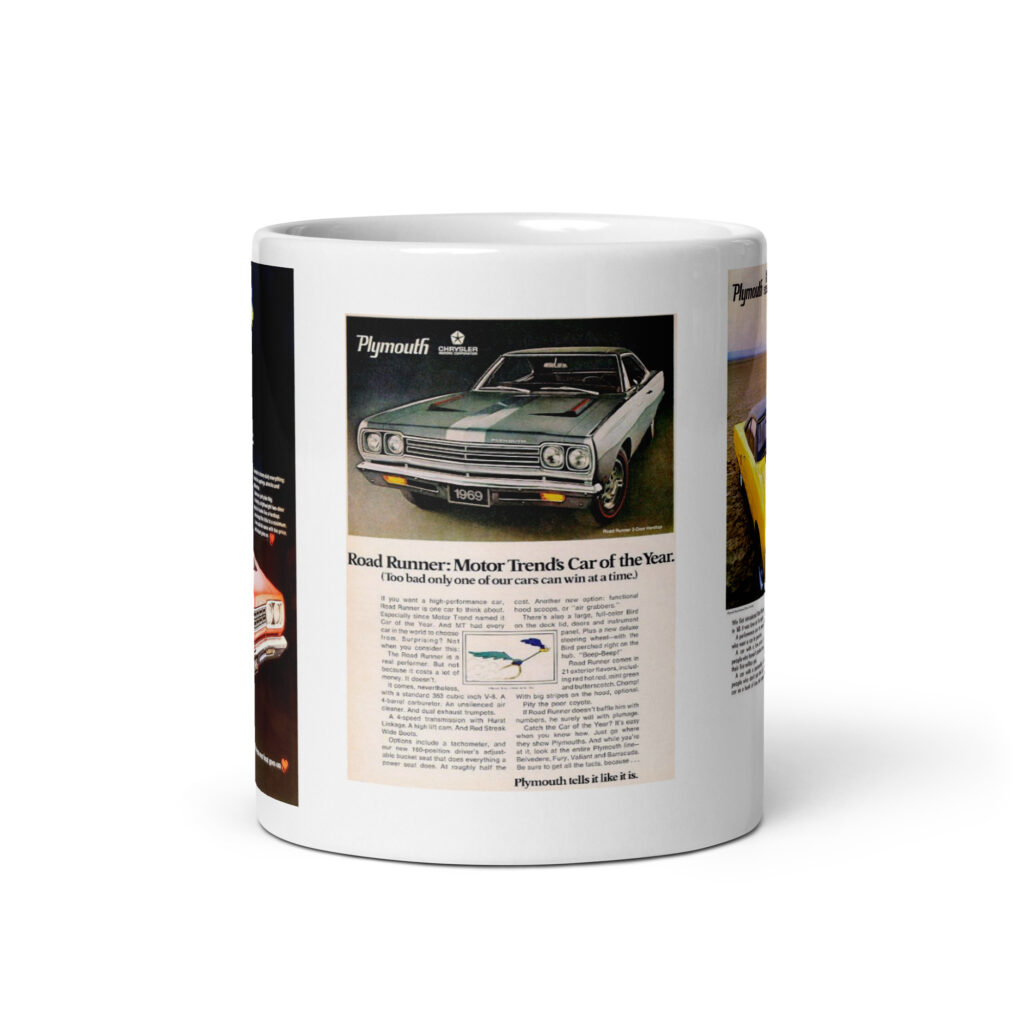 68 69 70 Plymouth Roadrunner Magazine Ads Coffee Mug Loved Bird Car Of The Year