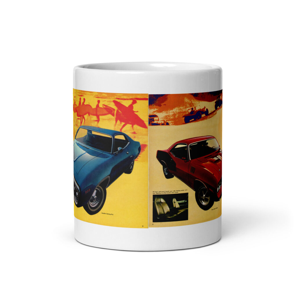 1971 Plymouth Sales Brochure Coffee Mug Cuda Roadrunner Barracuda Satellite