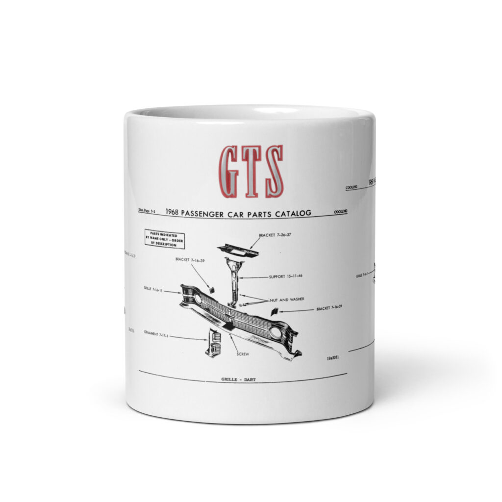 Blueprint of a Giant Killer: 1967–1969 Dodge Dart Factory Parts Grille Diagrams Mug (GTS, GT, 340, 383, 440, & HEMI)