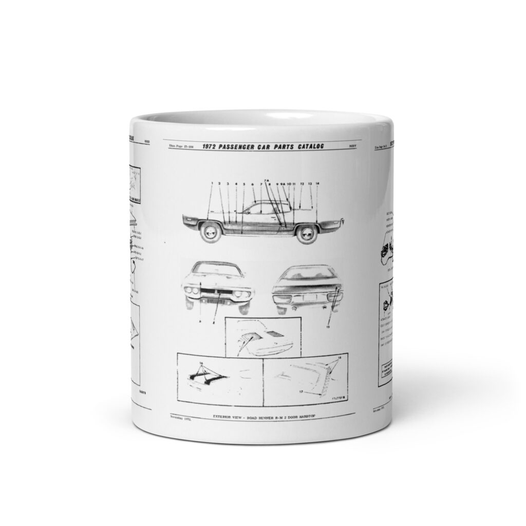 72 Roadrunner Factory Parts Diagrams Body Hood Airgrabber Mug 340 400 440 GTX