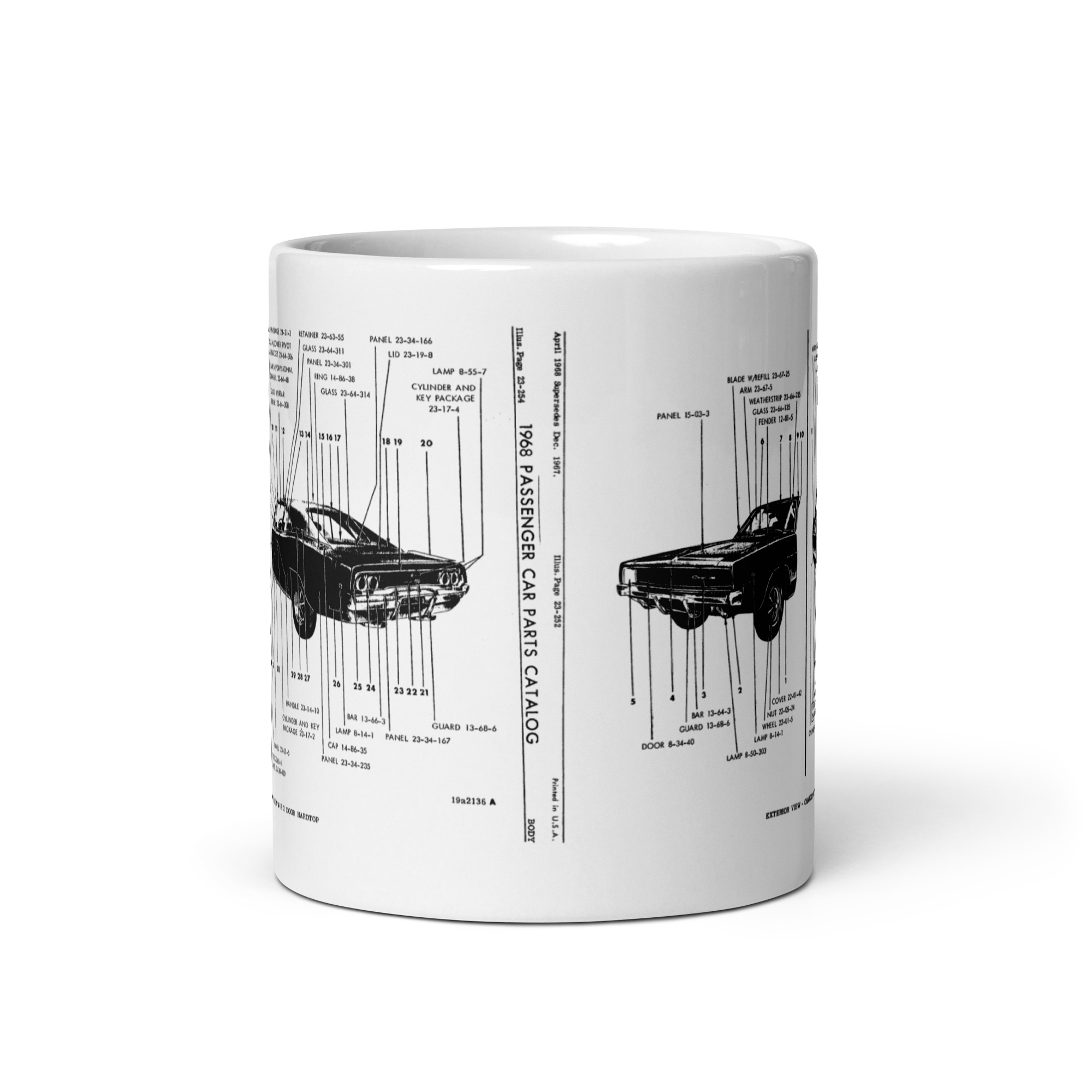 68 Dodge Charger Exterior View Factory Parts Diagram Coffee Mug Also R/T - Image 3