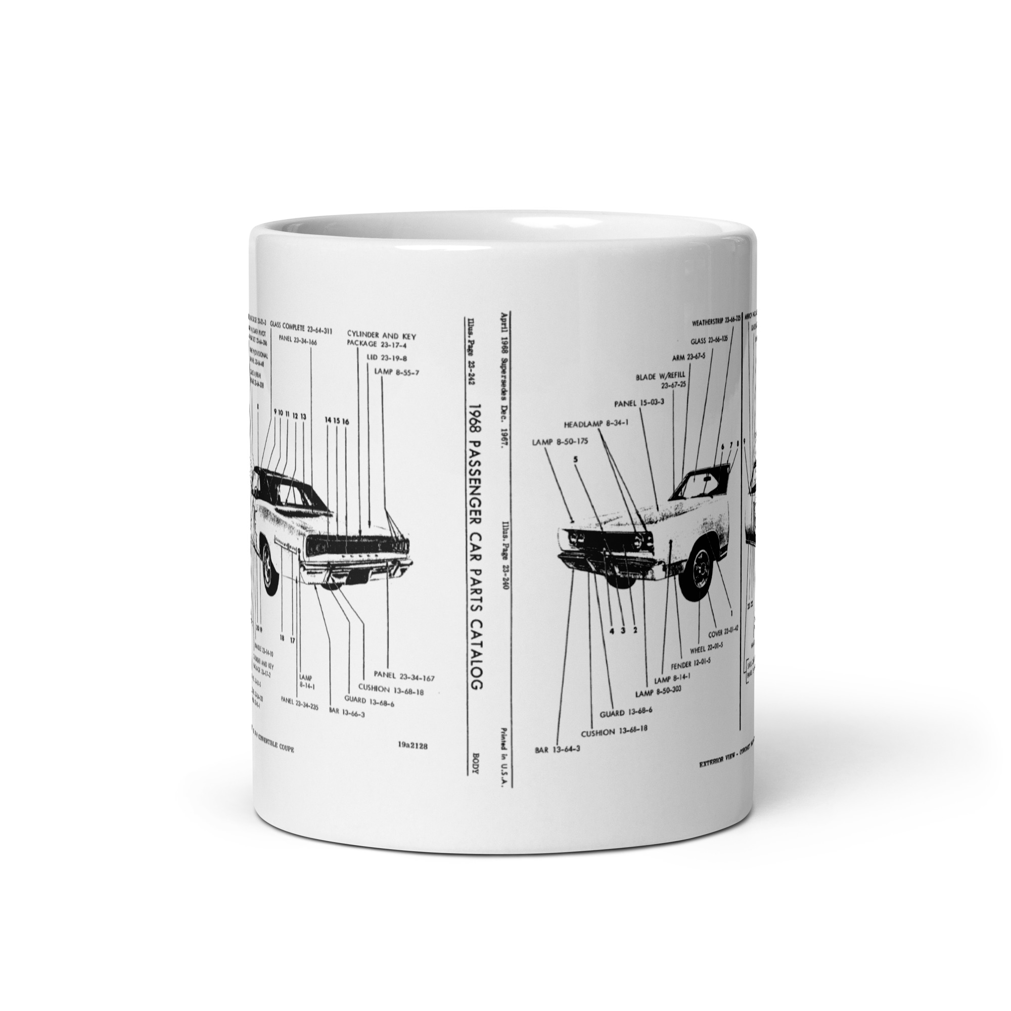 68 Dodge Coronet 500 Exterior View Factory Parts Diagram Coffee Mug Convertible - Image 3