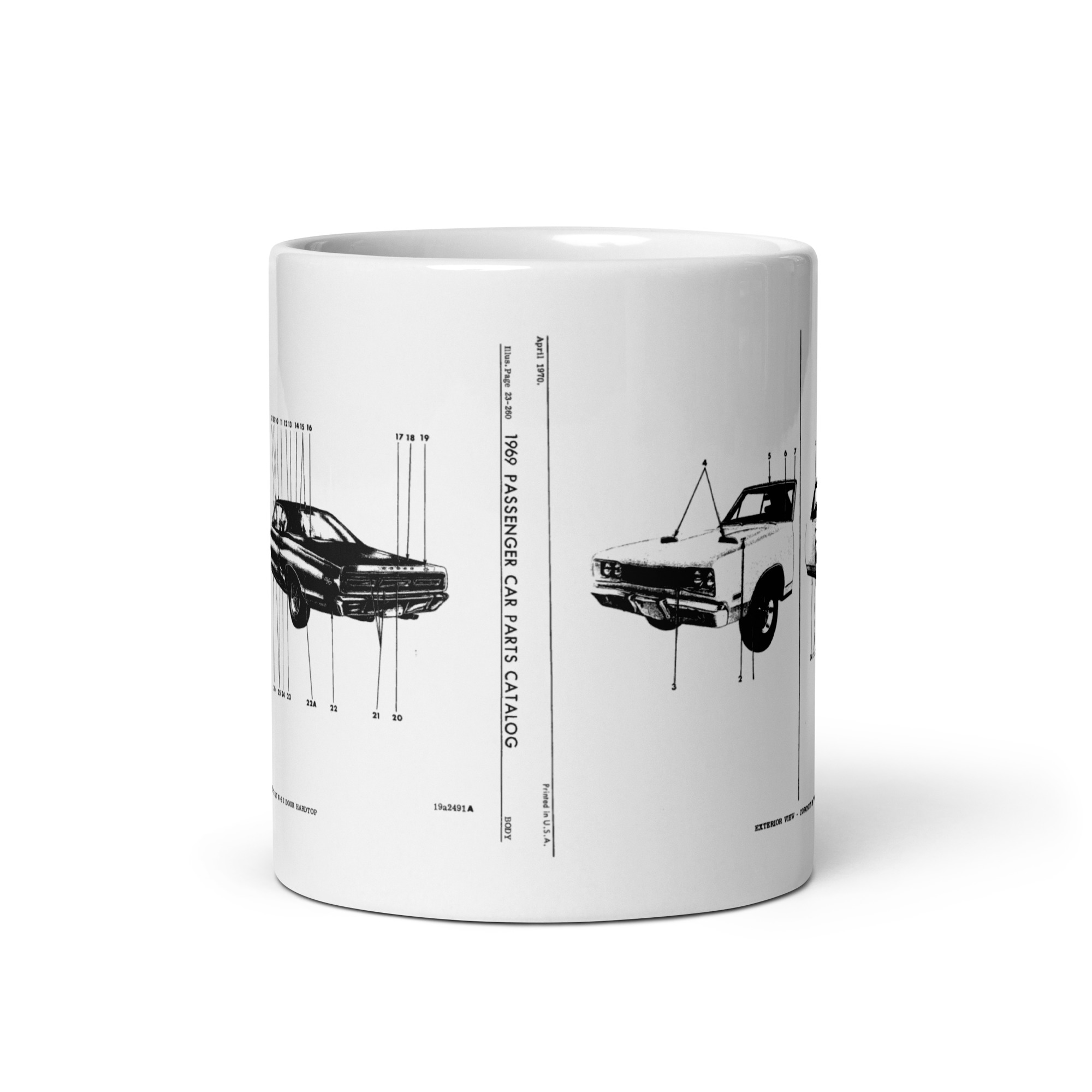 69 Dodge Coronet R/T Exterior View Factory Parts Diagram Coffee Mug Convertible - Image 3