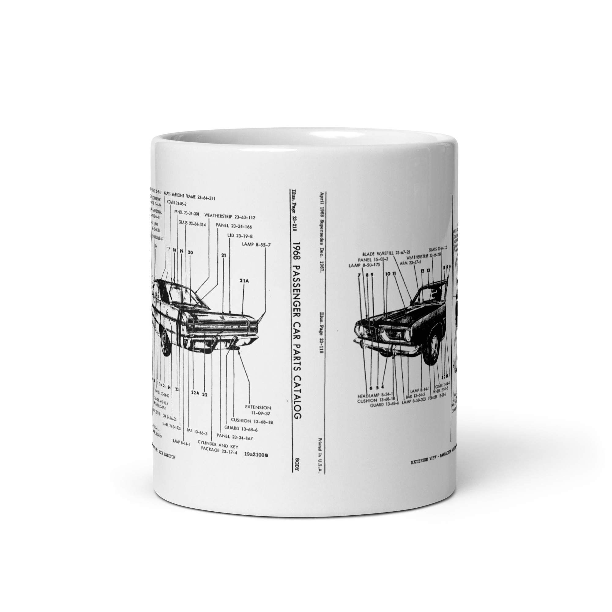 68 Dart GTS & Formula S Barracuda Exterior View Factory Parts Diagram Coffee Mug