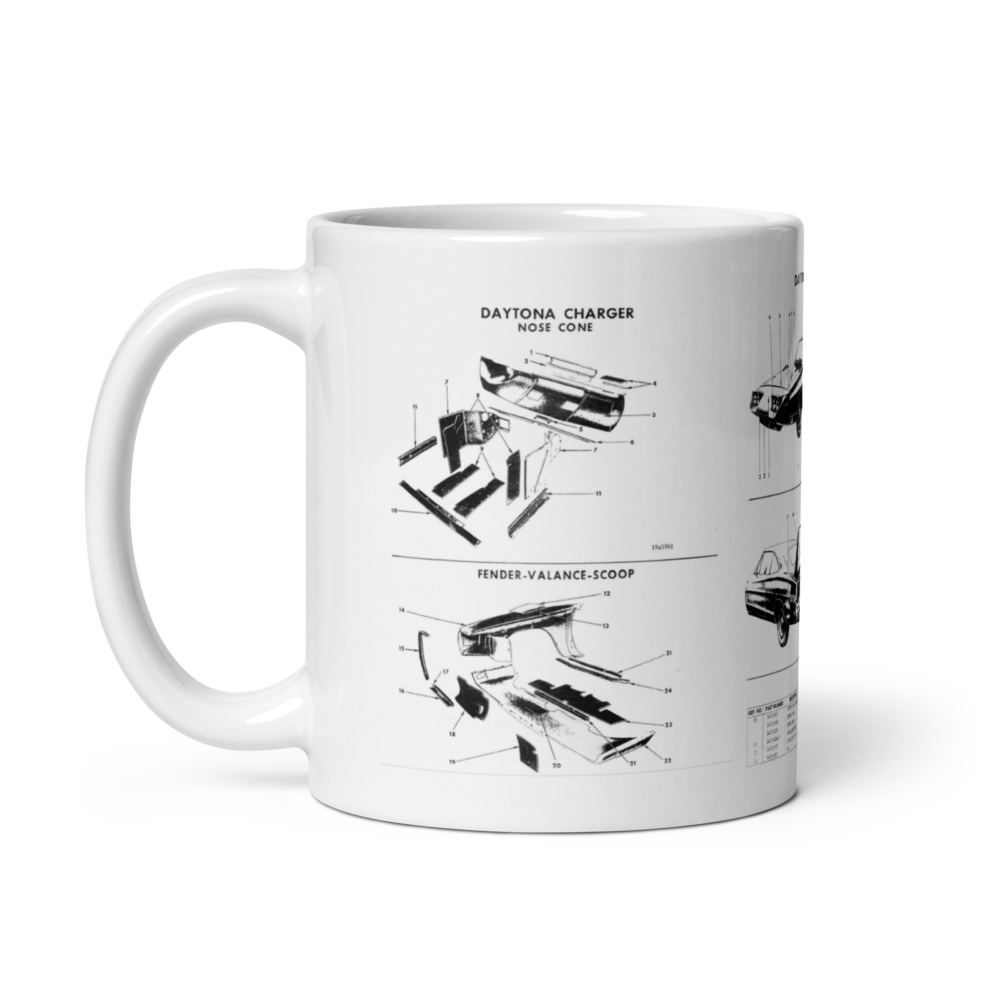 Mopar 69 Dodge Charger Daytona Factory Parts Diagrams Mug 426 Hemi 440 4 Speed - Image 3