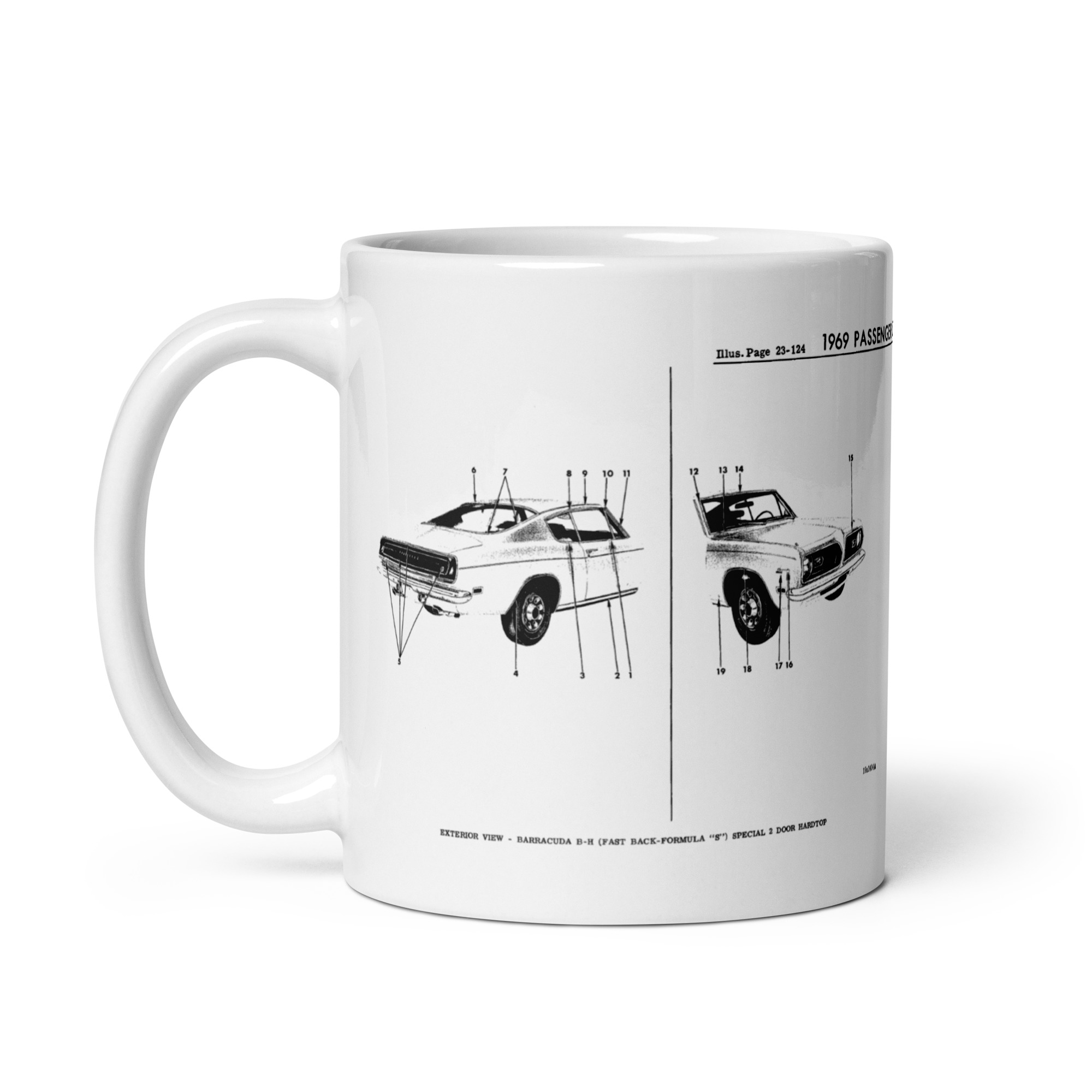 69 Barracuda Formula S Mopar Factory Parts Diagram Mug 340 383 4 Speed - Image 6
