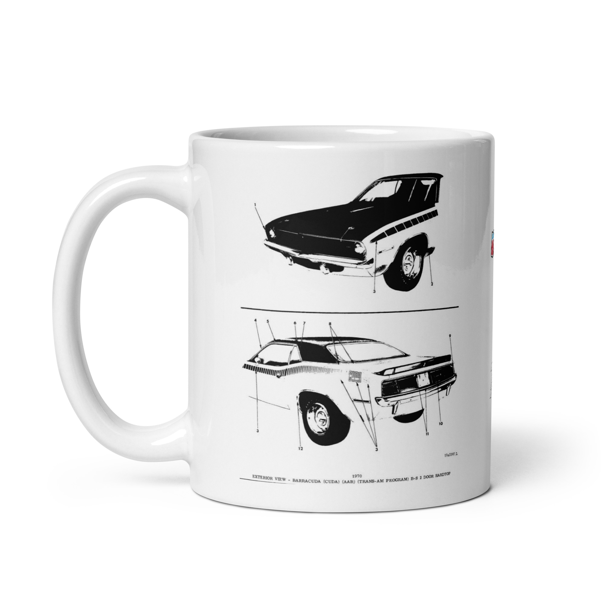 1970 T/A Challenger AAR Cuda Coffee Mug Parts Diagrams Factory Exterior 340 + 6 - Image 3