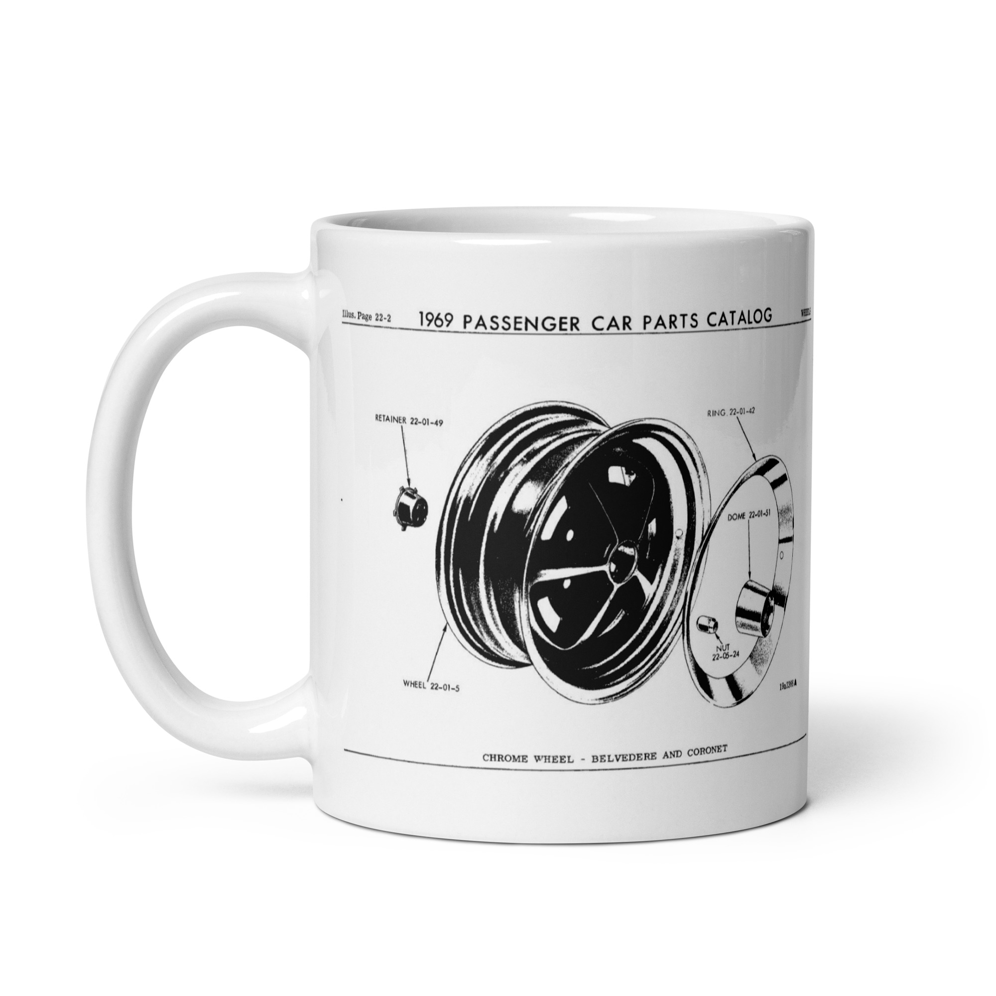 Mopar Rallye Wheel Coffee Mug Magnum 500 69 70 Parts Book Diagrams Bee GTX Dart - Image 3