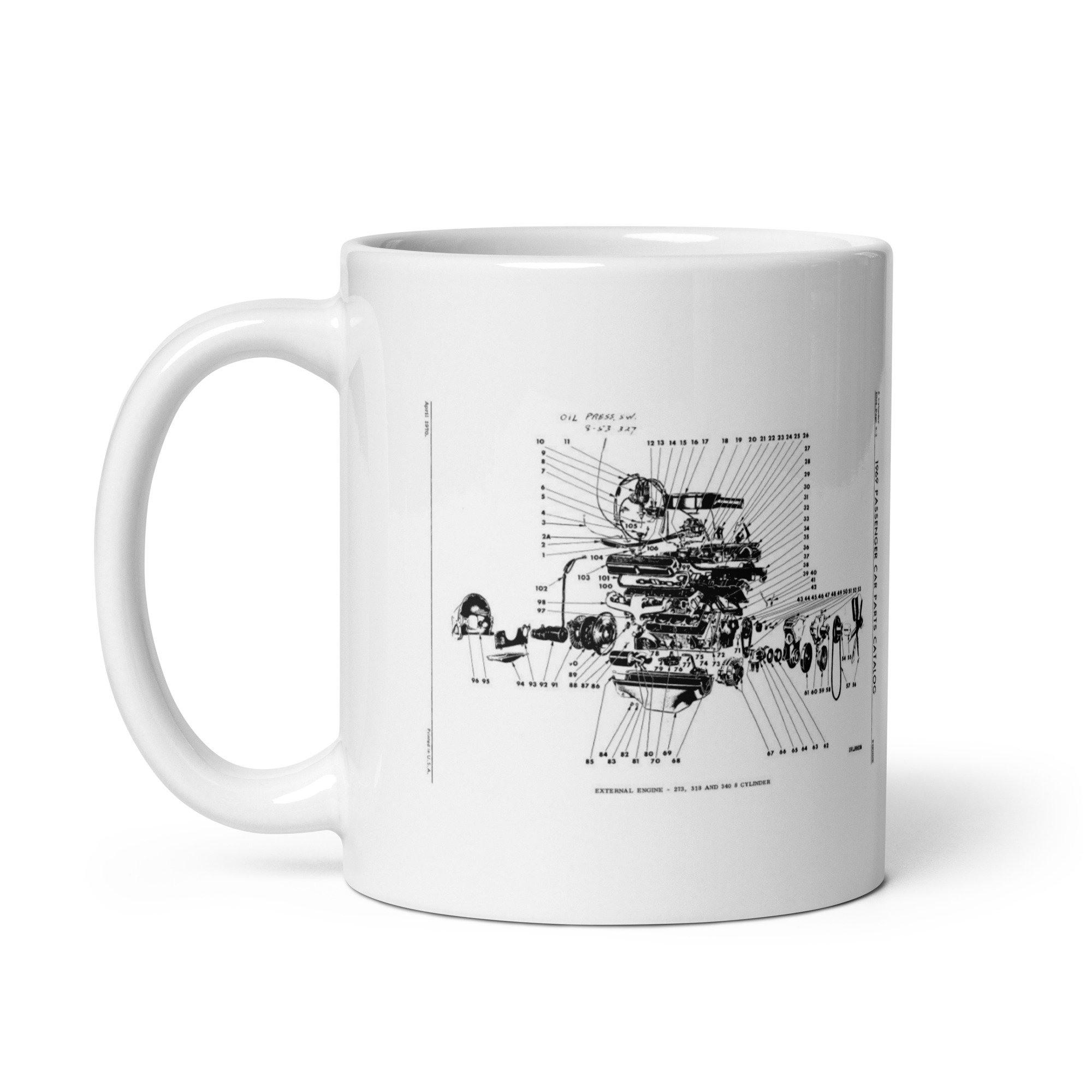 67 69 383 440 Mopar Parts Book Coffee Mug Exploded Diagrams 273 318 340 RTS - Image 3