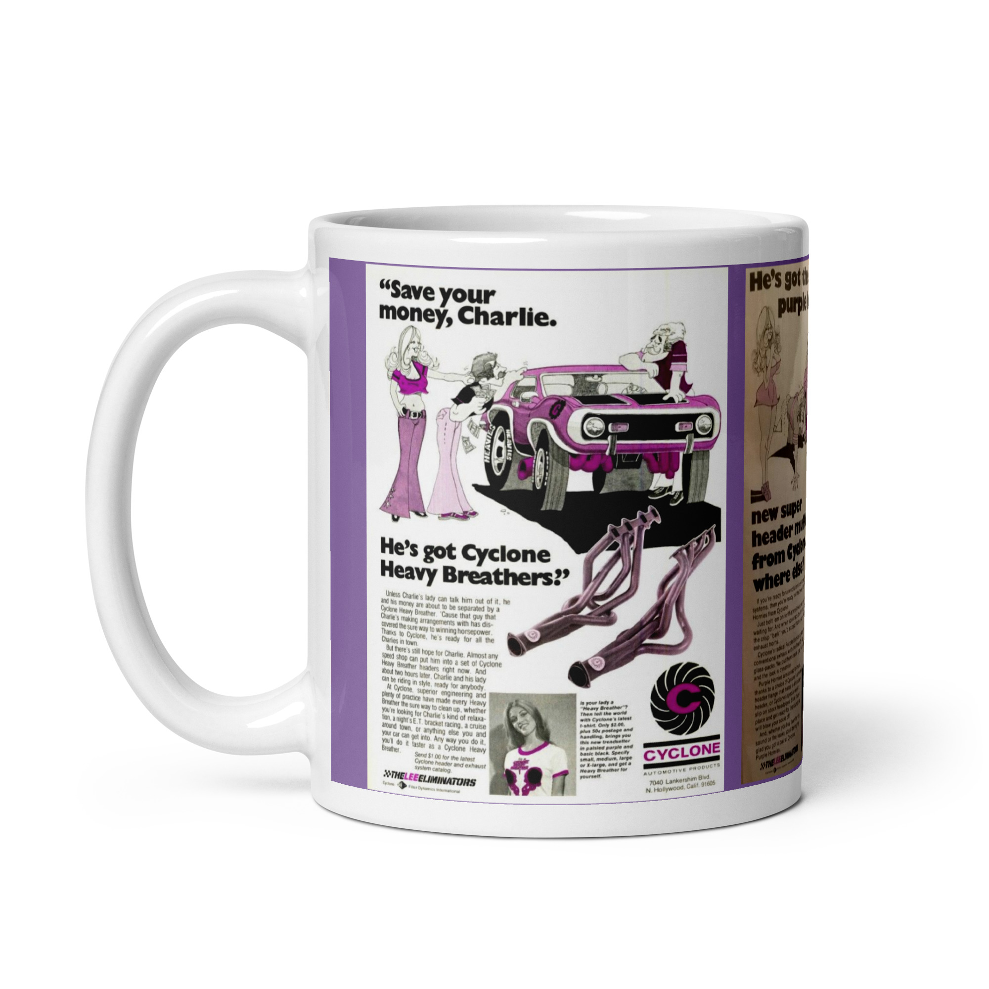 Cyclone Ads Purple Hornies Heavy Breathers Screamers Pro Stock 'Cuda Coffee Mug - Image 3