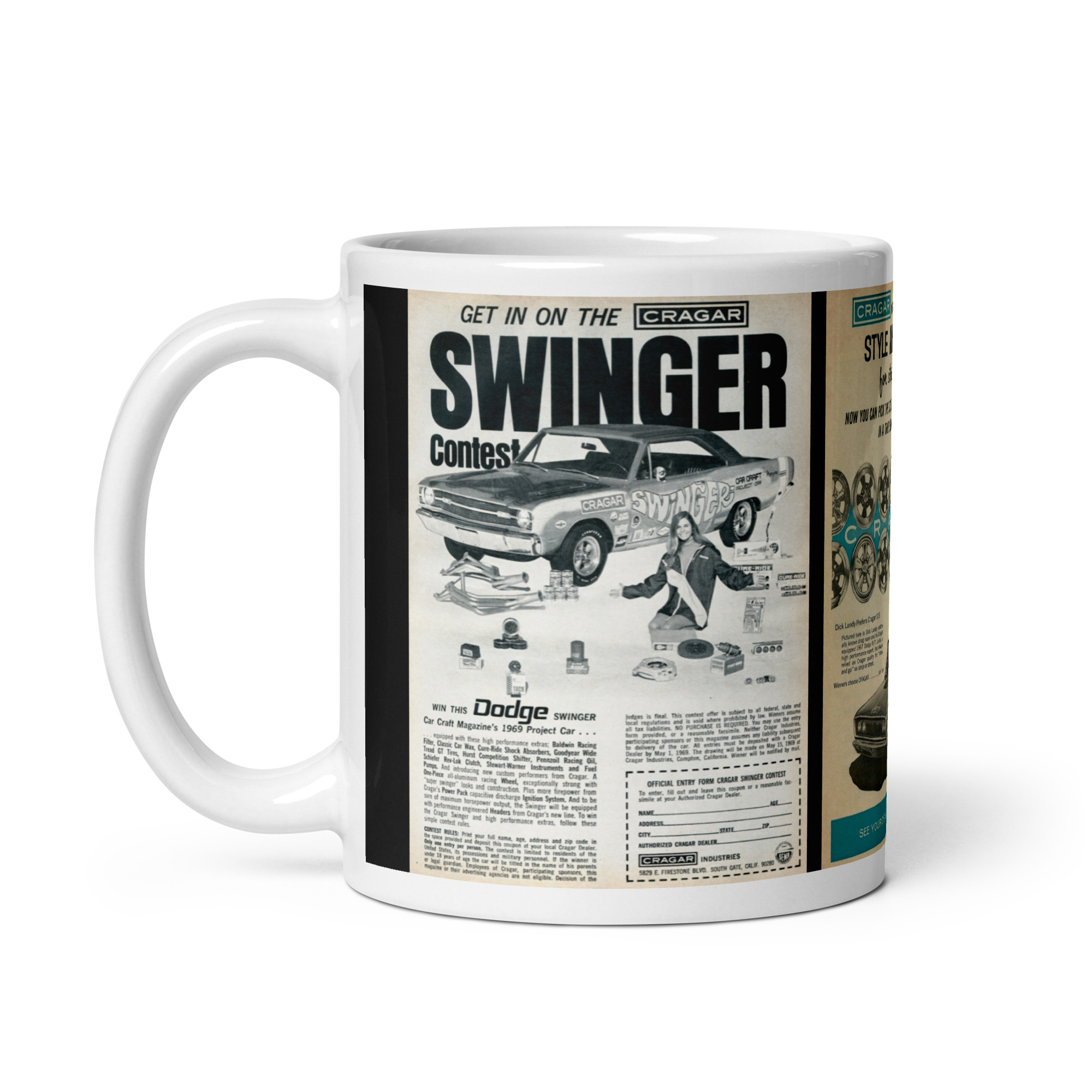 Mopar Cragar Magazine Ads Coffee Mug 11 OZ Dick Landy 67 Car Craft 1968 Charger - Image 3