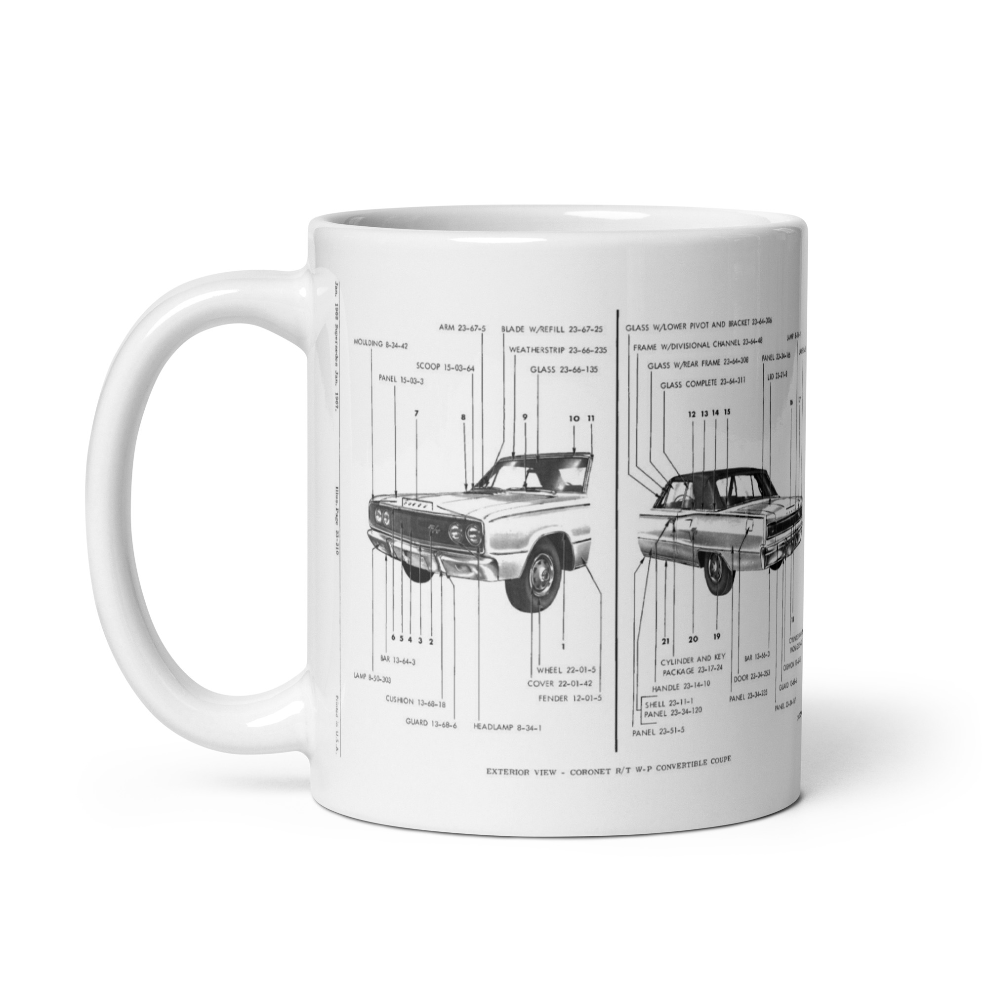 67 Coronet R/T Convertible Parts Book Exterior Diagrams Coffee Mug Hardtop Hemi - Image 3