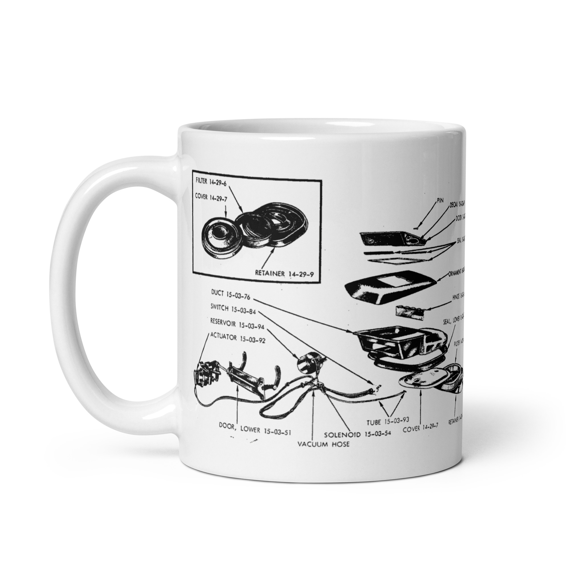 71 72 Roadrunner GTX Airgrabber Coffee Mug Mopar Parts Book Blow Up Diagram - Image 2