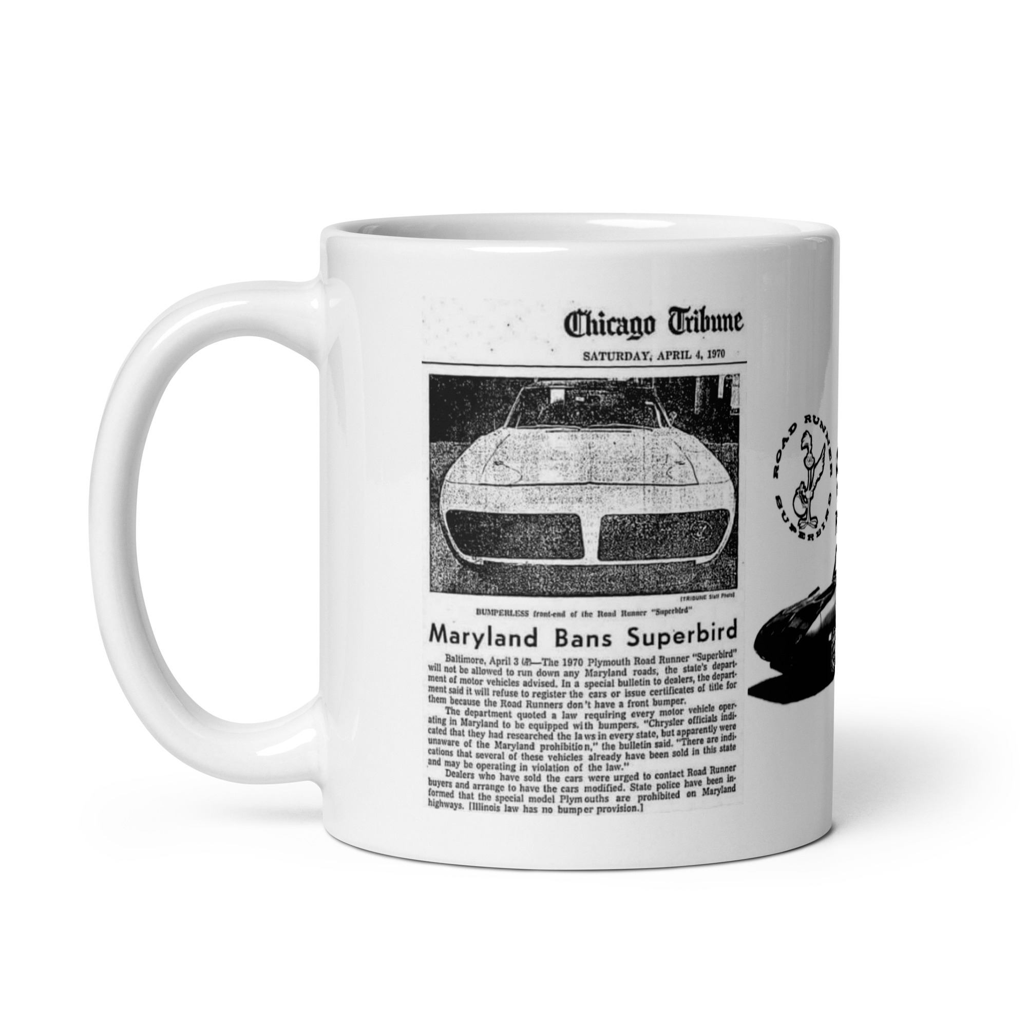 Chicago Tribune Coffee Mug Maryland Bans The Superbird Parts Book 70 Roadrunner - Image 2