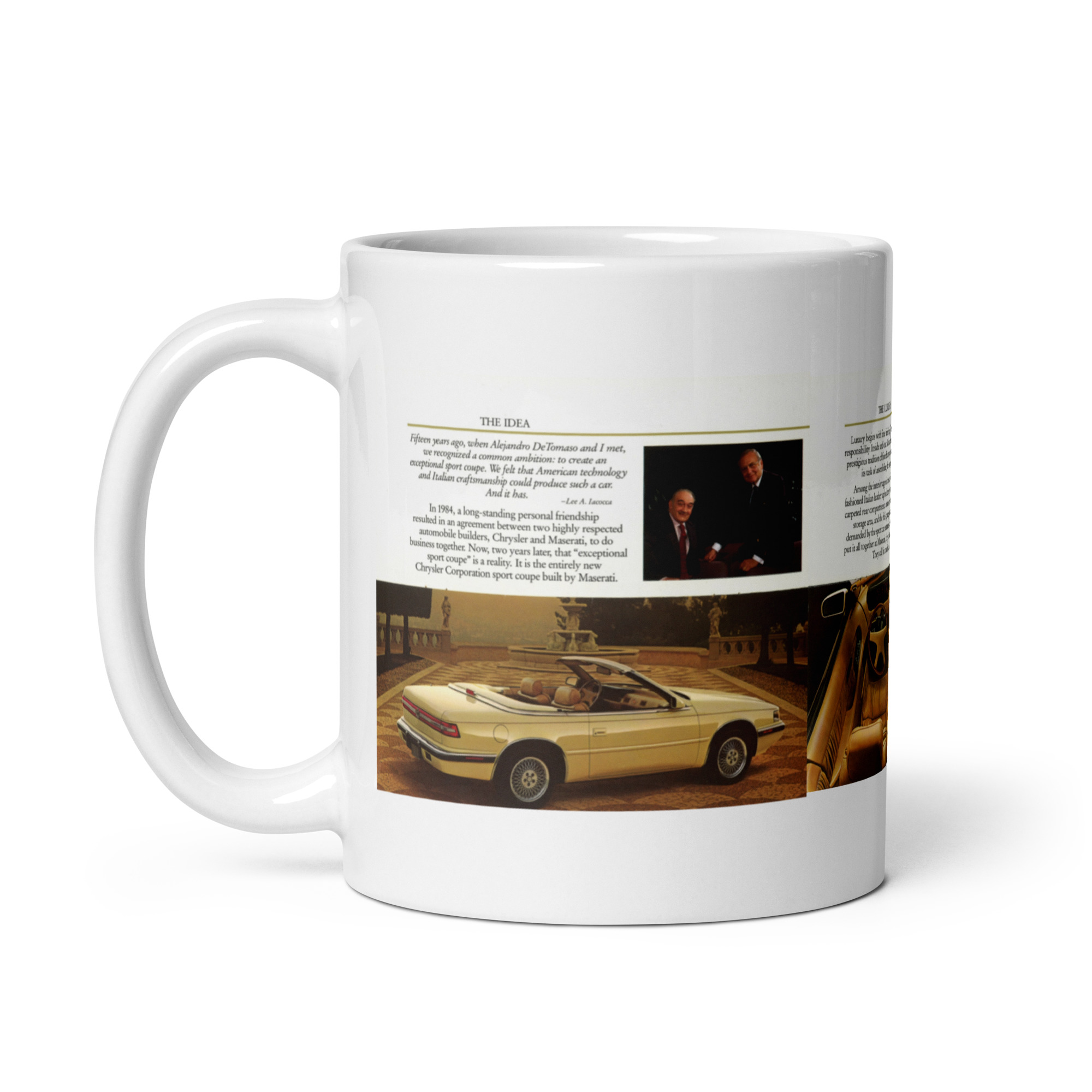1989 Chrysler TC by Maserati Sales Brochure Coffee Mug Idea Heritage Luxury - Image 2