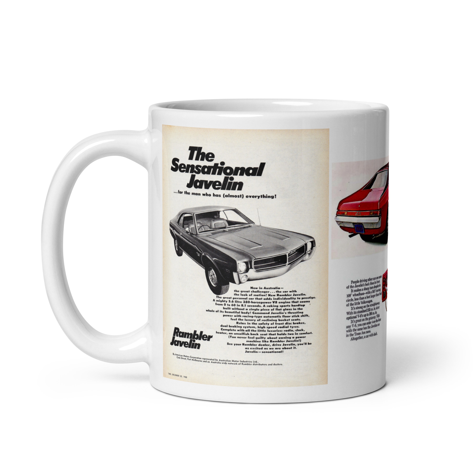1969 AMC Javelin Sales Ads Coffee Mug Big Bad Orange 343 390 Australia - Image 2