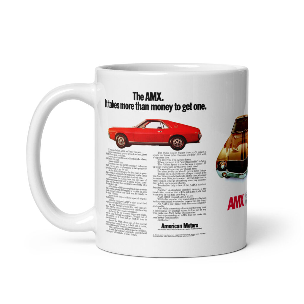 1968 American Motors AMX 390 V8 Two-Seater Sports Car Factory Ad Mug