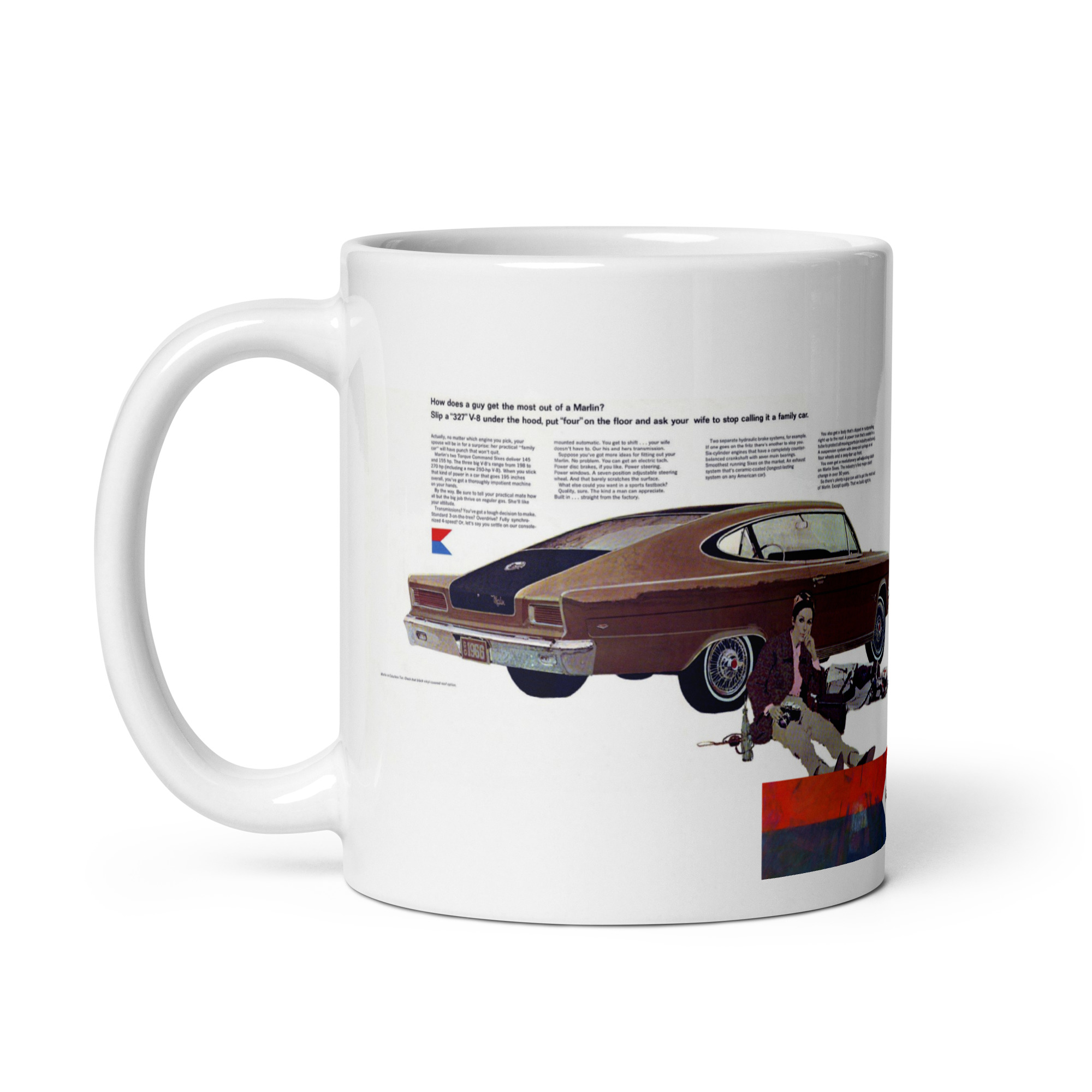 1966 AMC Marlin Sales Brochure Coffee Mug Room To Swing In 327 4 Speed - Image 3