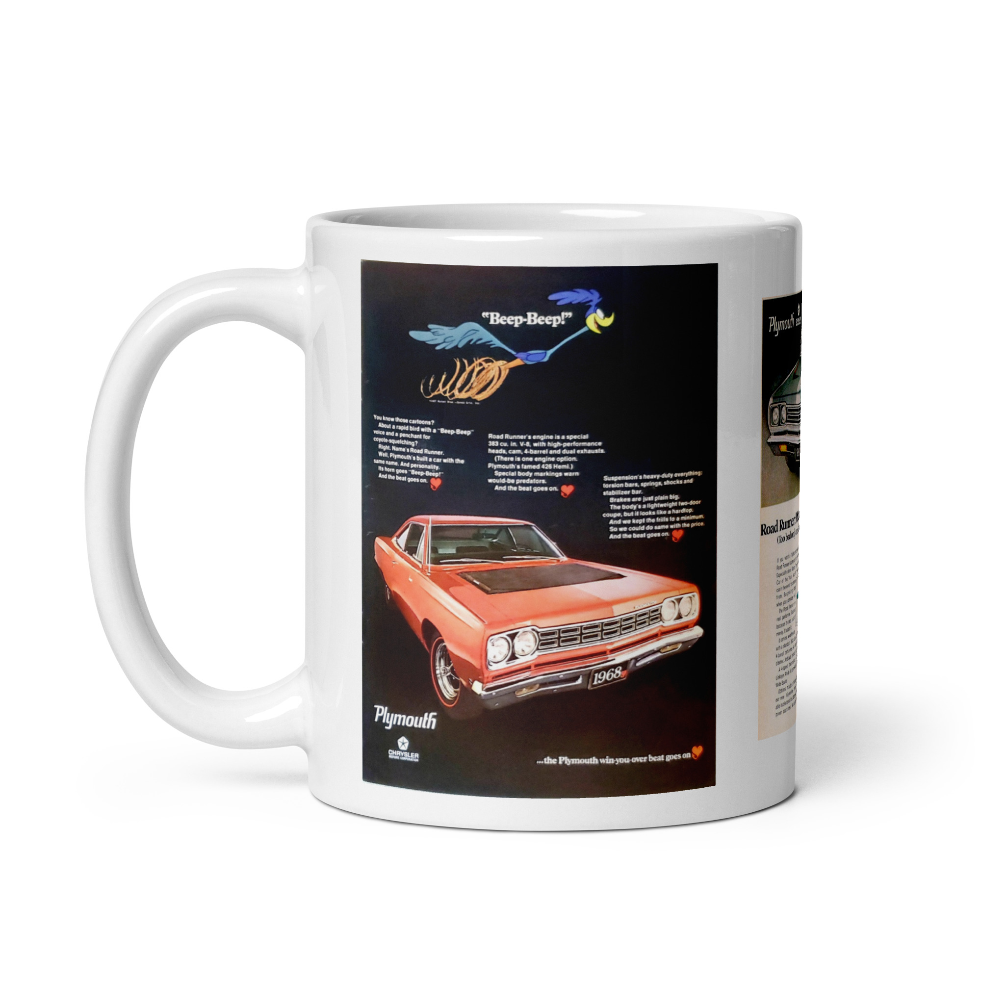 68 69 70 Plymouth Roadrunner Magazine Ads Coffee Mug Loved Bird Car Of The Year - Image 3