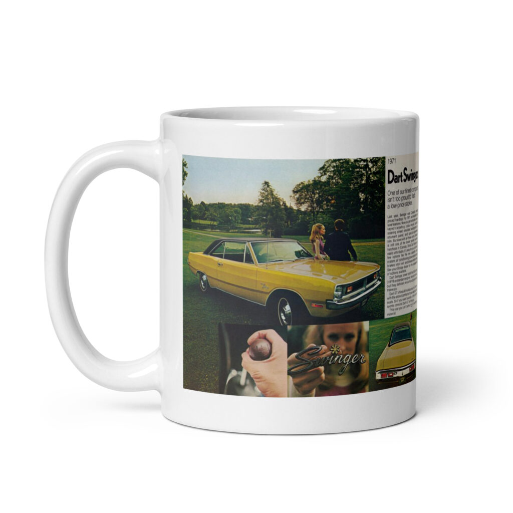 1971 Dodge Demon Dart Swinger Sales Brochure Coffee Mug 71 4 Speed