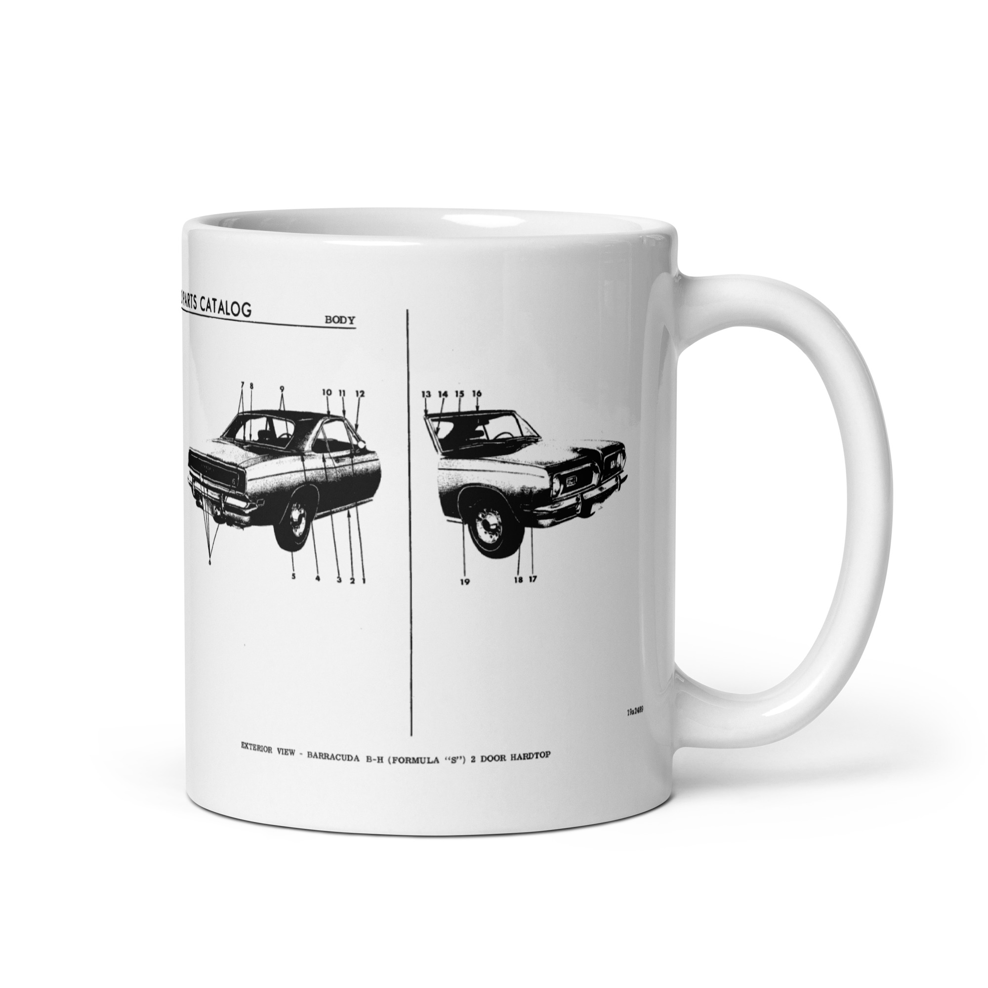 69 Barracuda Formula S Mopar Factory Parts Diagram Mug 340 383 4 Speed - Image 2