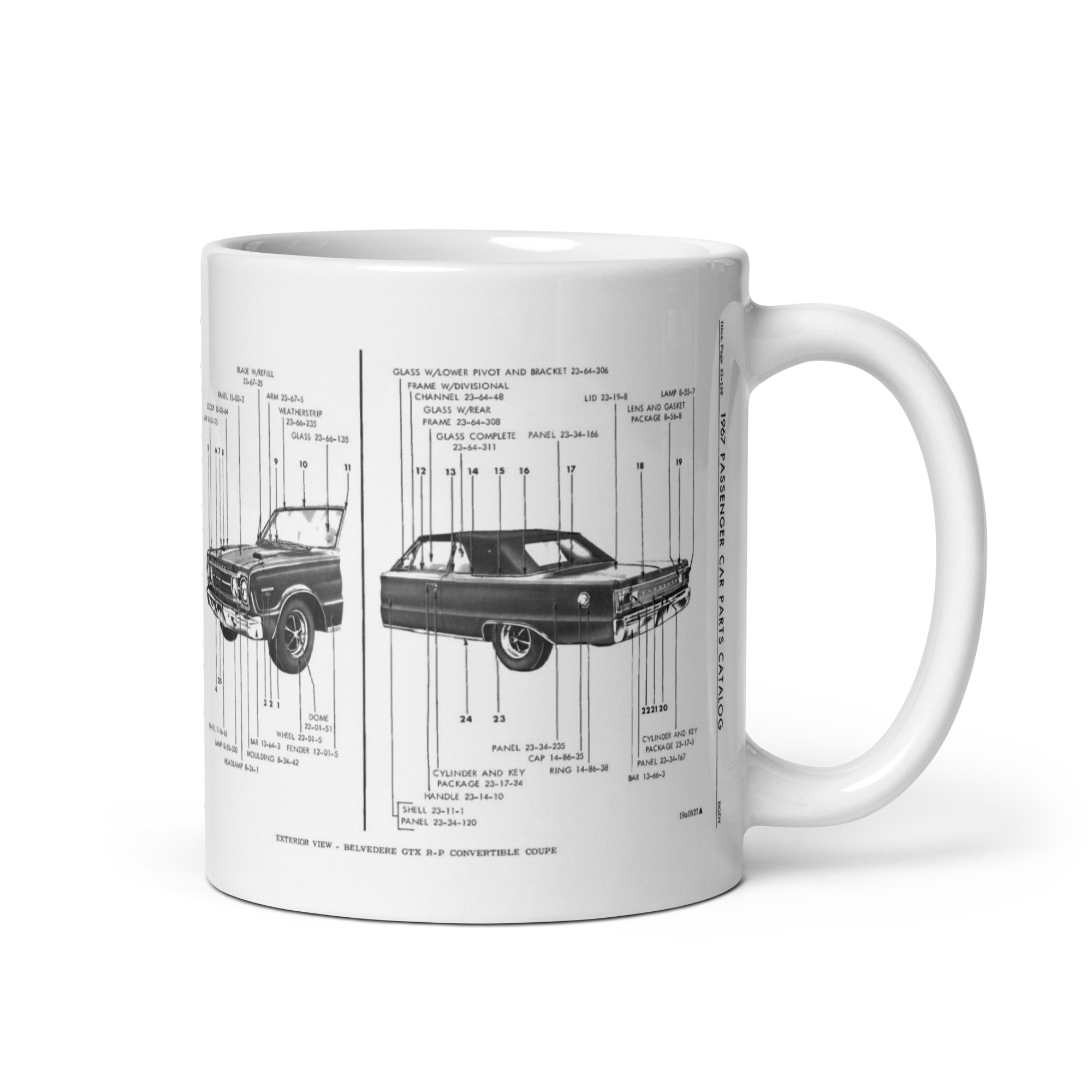 1967 GTX Mopar Parts Manual Exterior Illustration Coffee Mug Hardtop Convertible - Image 2