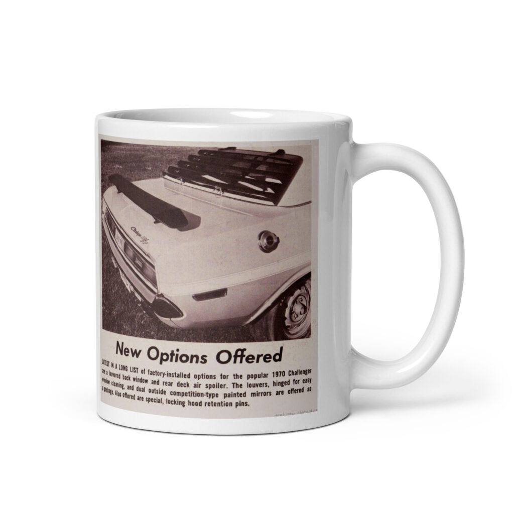 1970 Dodge Challenger Rear Window Louver and Spoiler Ad Coffee Mug Mopar T/A R/T