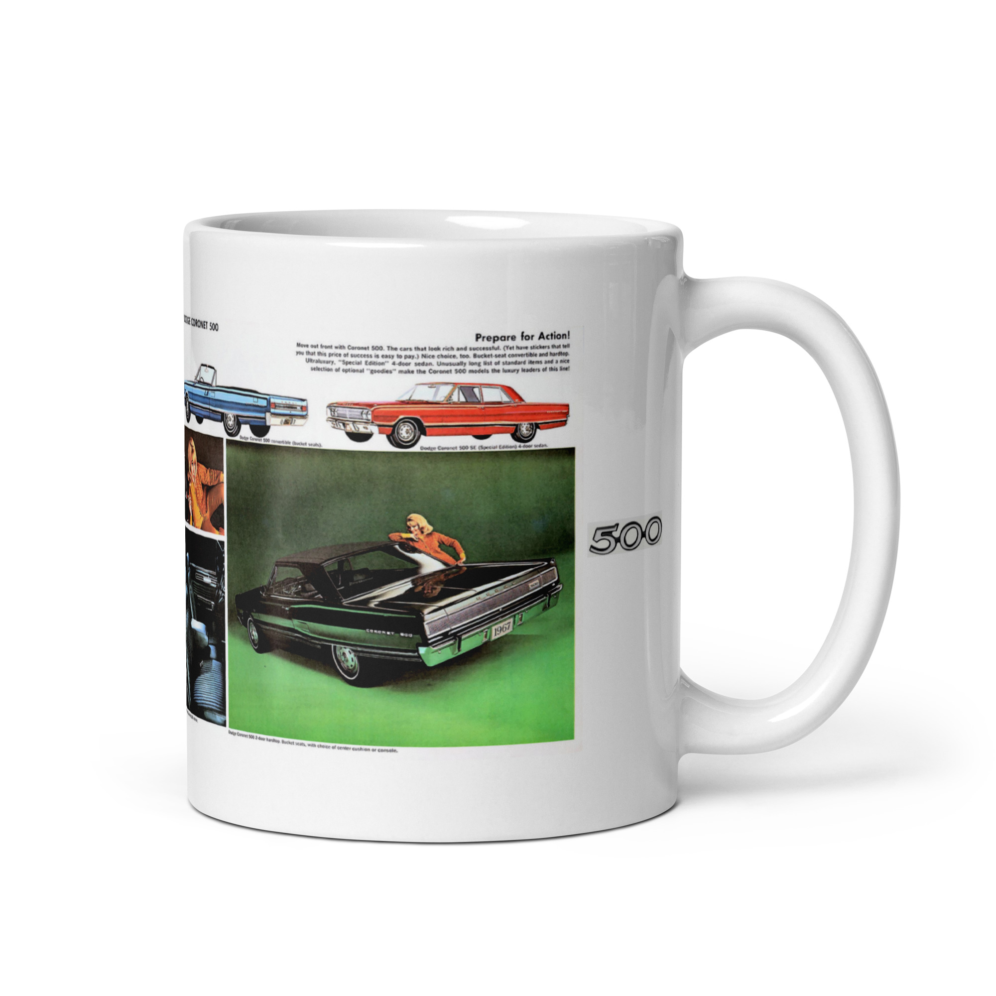 67 Coronet R/T and 500 Sales Brochure Coffee Mug Convertible 440 383 Hemi - Image 2
